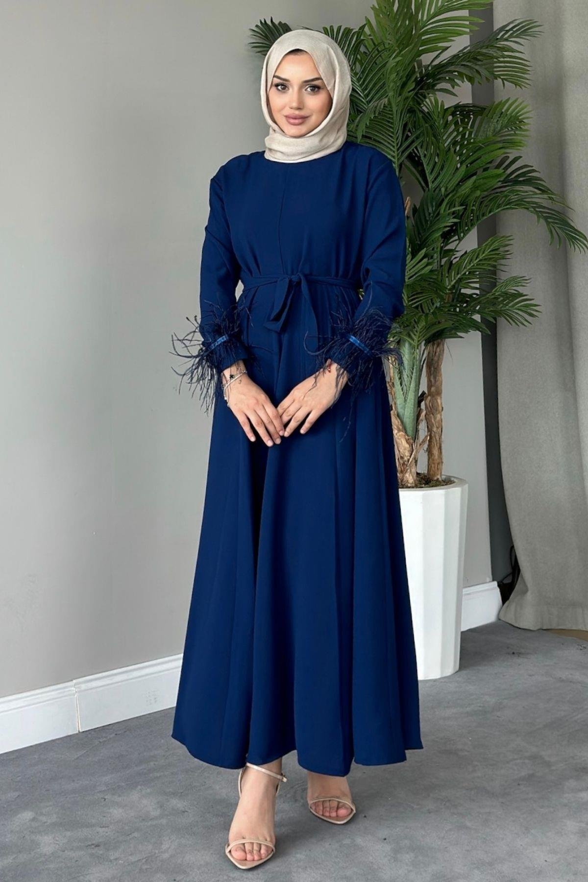 Cindy Elbise Lacivert, Fiyatları Haza Moda | Tesettür Giyim | Cindy Elbise Lacivert