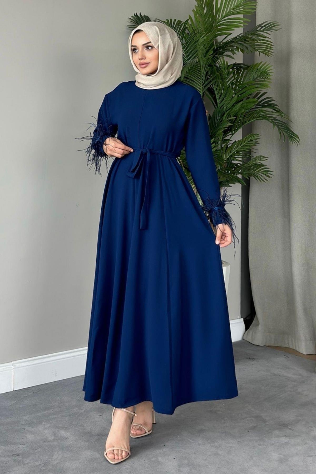 Cindy Elbise Lacivert, Fiyatları Haza Moda | Tesettür Giyim | Cindy Elbise Lacivert