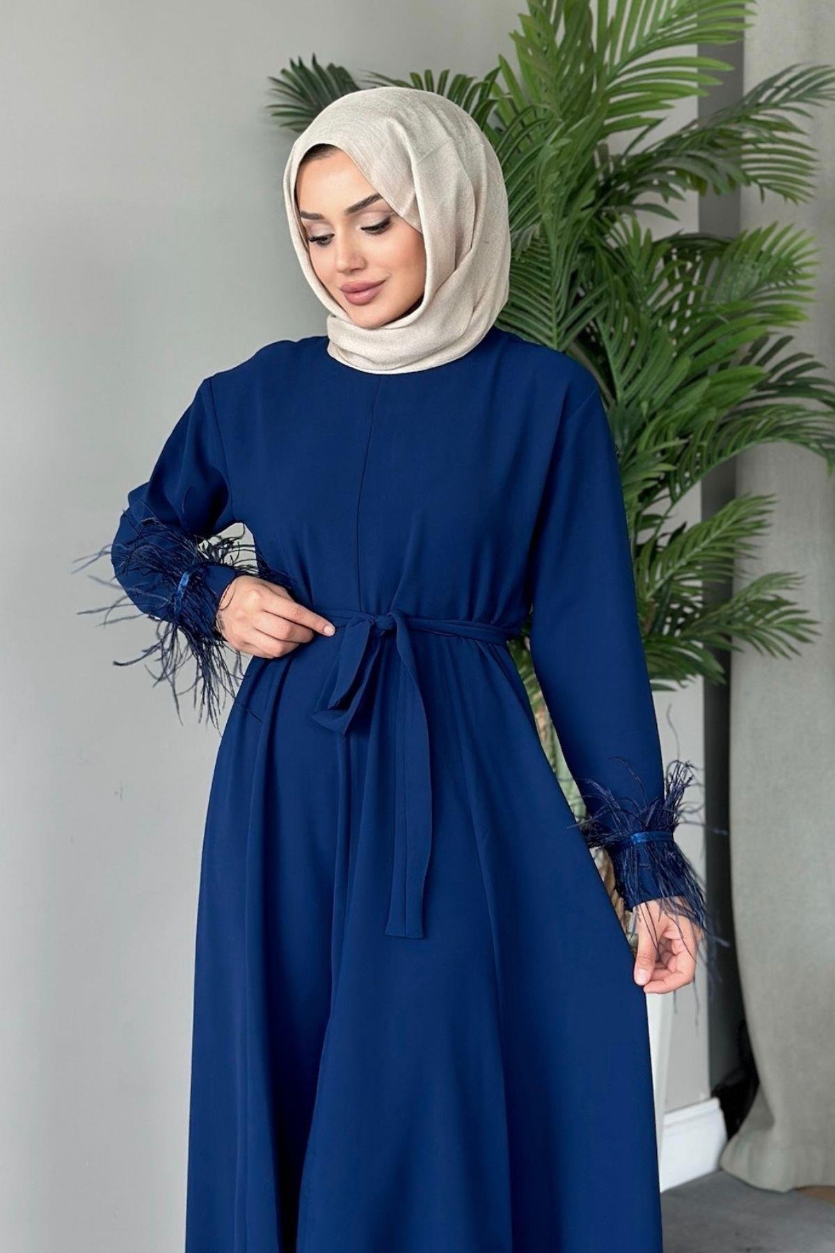 Cindy Elbise Lacivert, Fiyatları Haza Moda | Tesettür Giyim | Cindy Elbise Lacivert