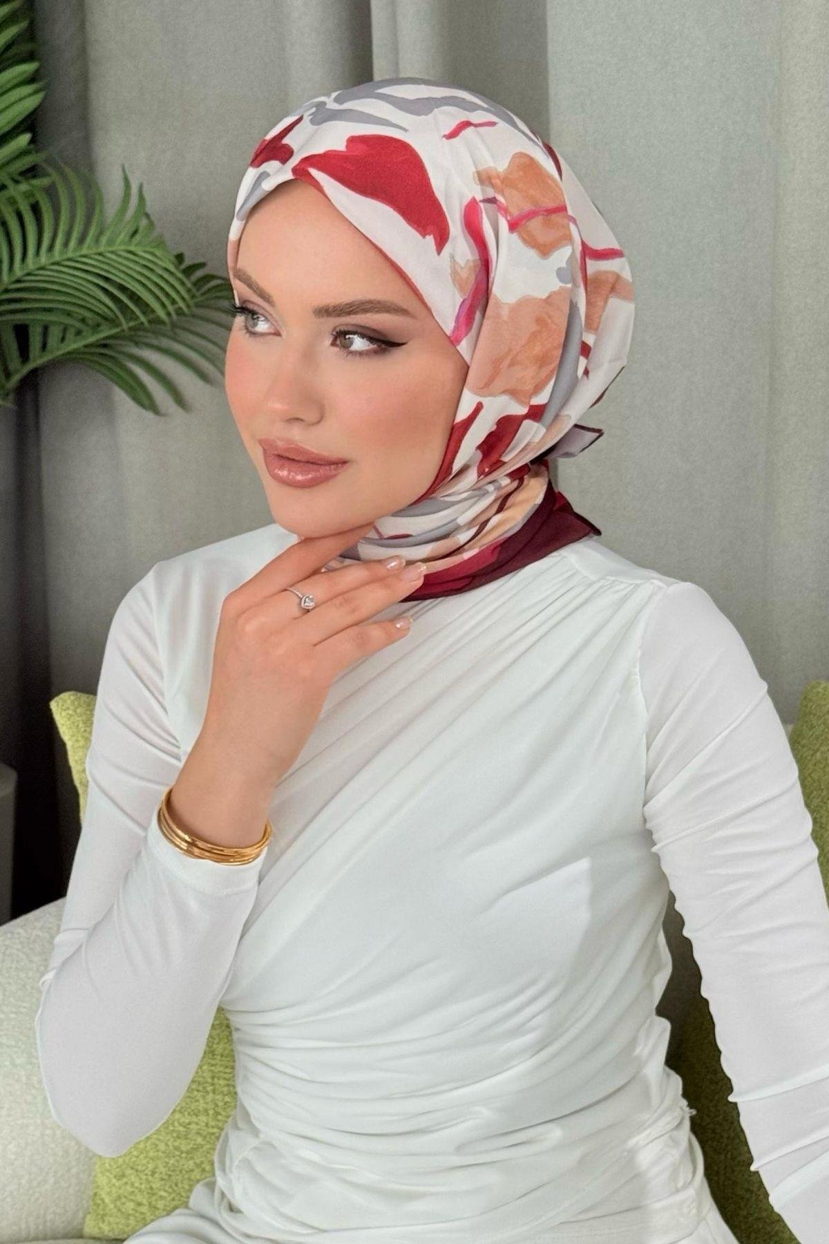 Çisem Dijital Desenli Eşarp Kırmızı, Fiyatları 