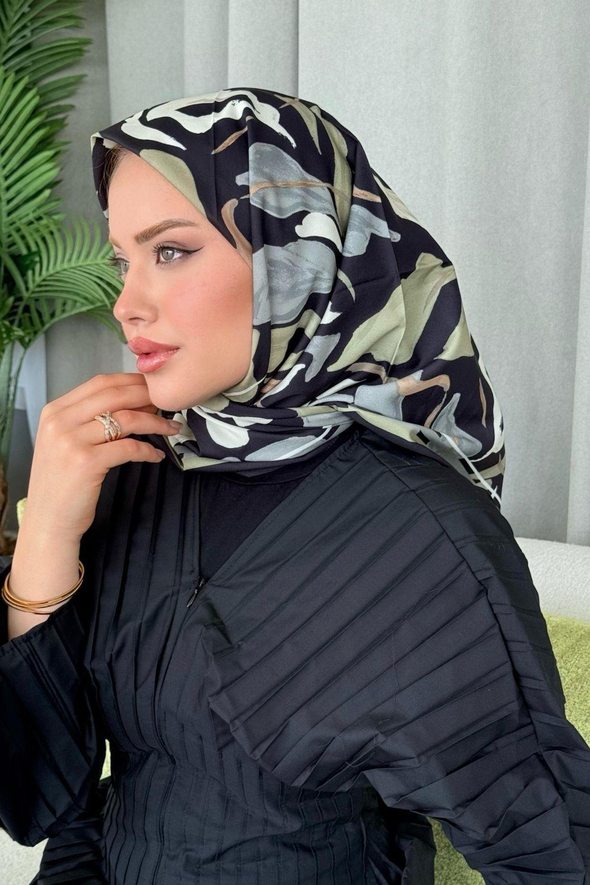 Çisem Dijital Desenli Eşarp Siyah, Fiyatları Çisem Dijital Desenli Eşarp Siyah- Haza Moda 