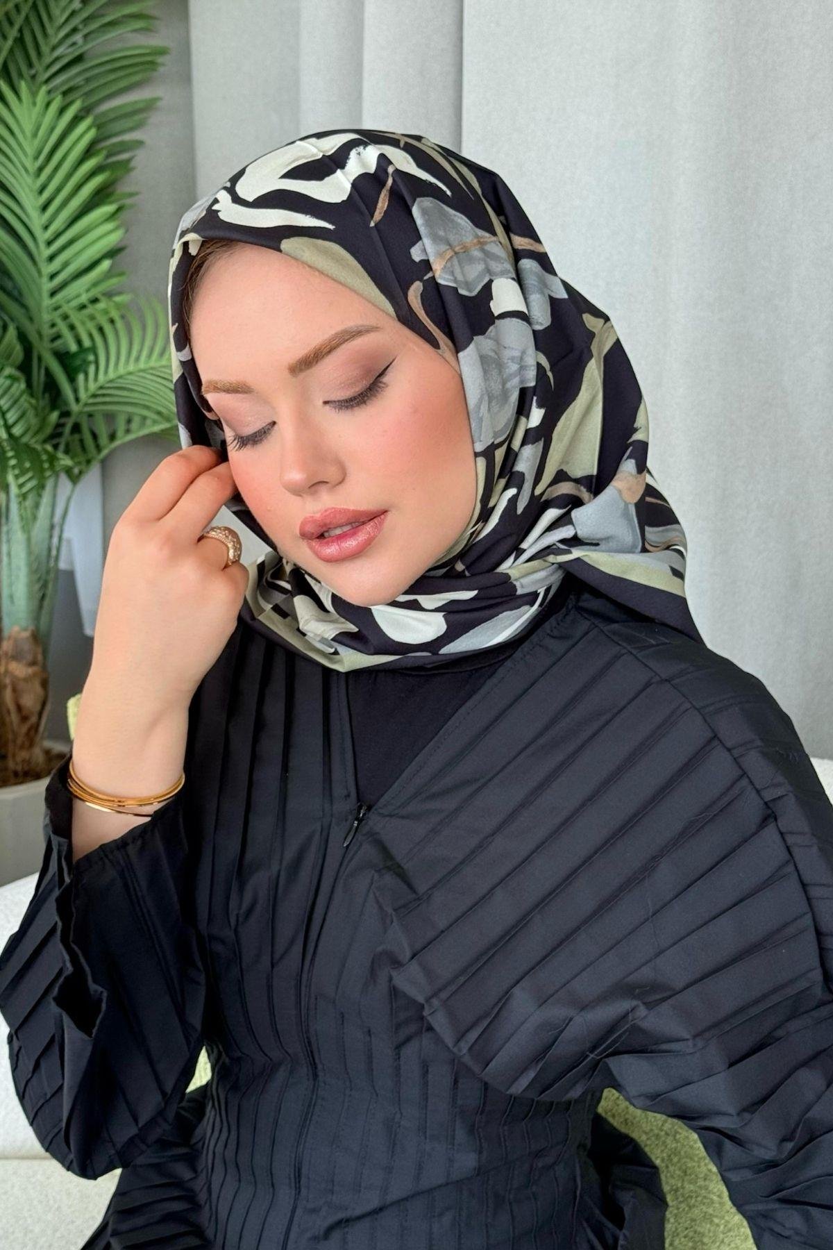Çisem Dijital Desenli Eşarp Siyah, Fiyatları Çisem Dijital Desenli Eşarp Siyah- Haza Moda 