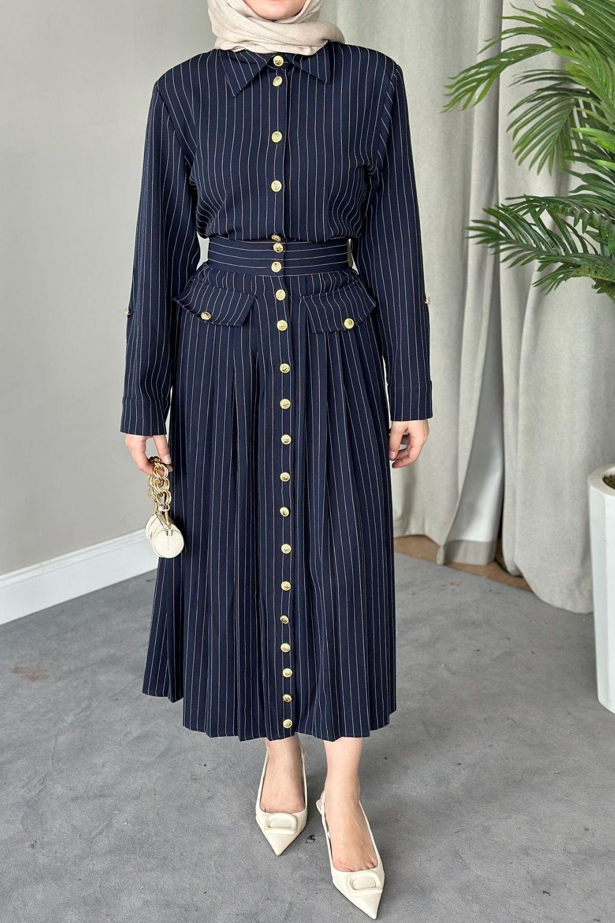 Çizgili Paris Elbise Lacivert, Fiyatları 