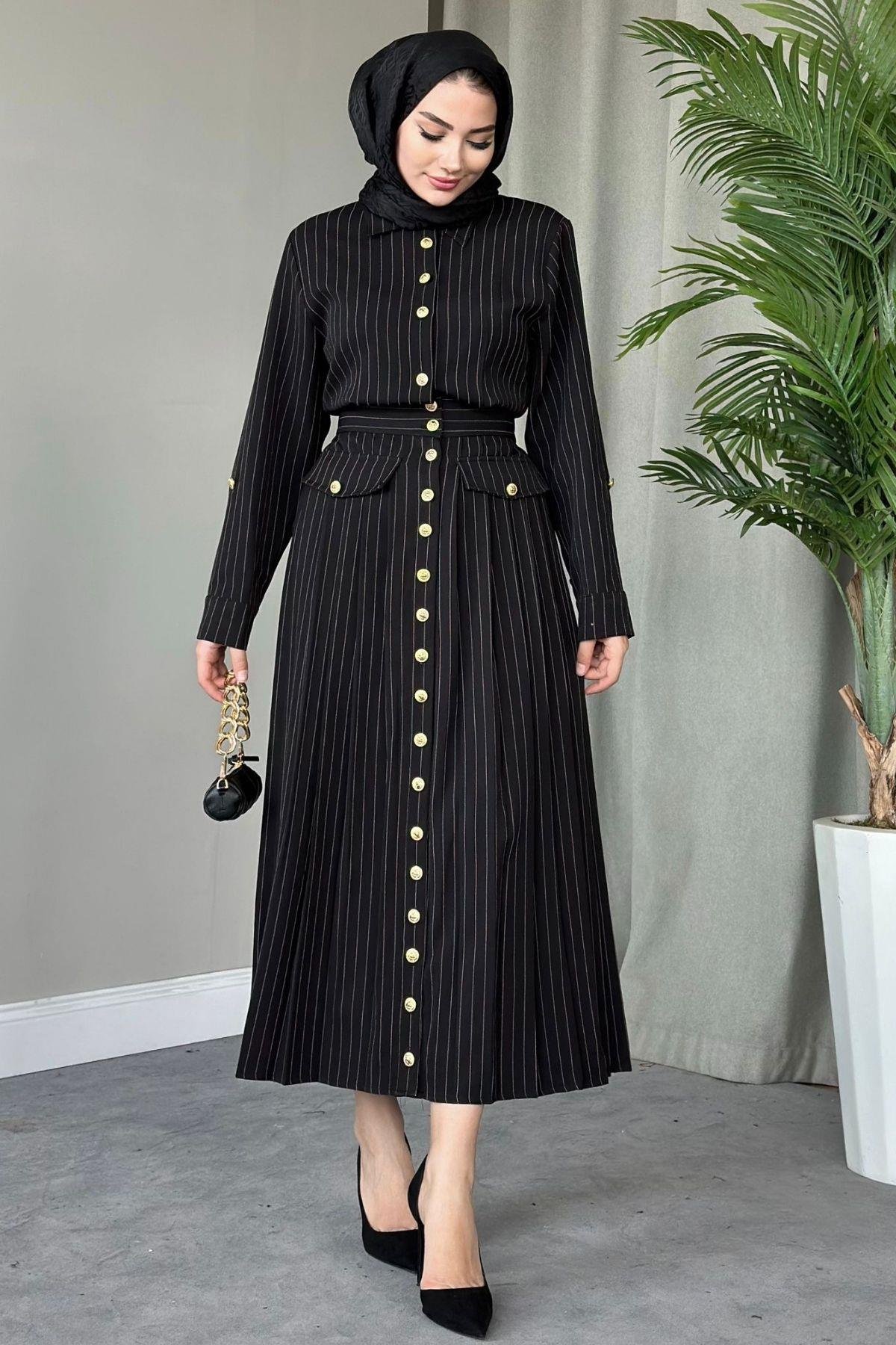 Çizgili Paris Elbise Siyah, Fiyatları 