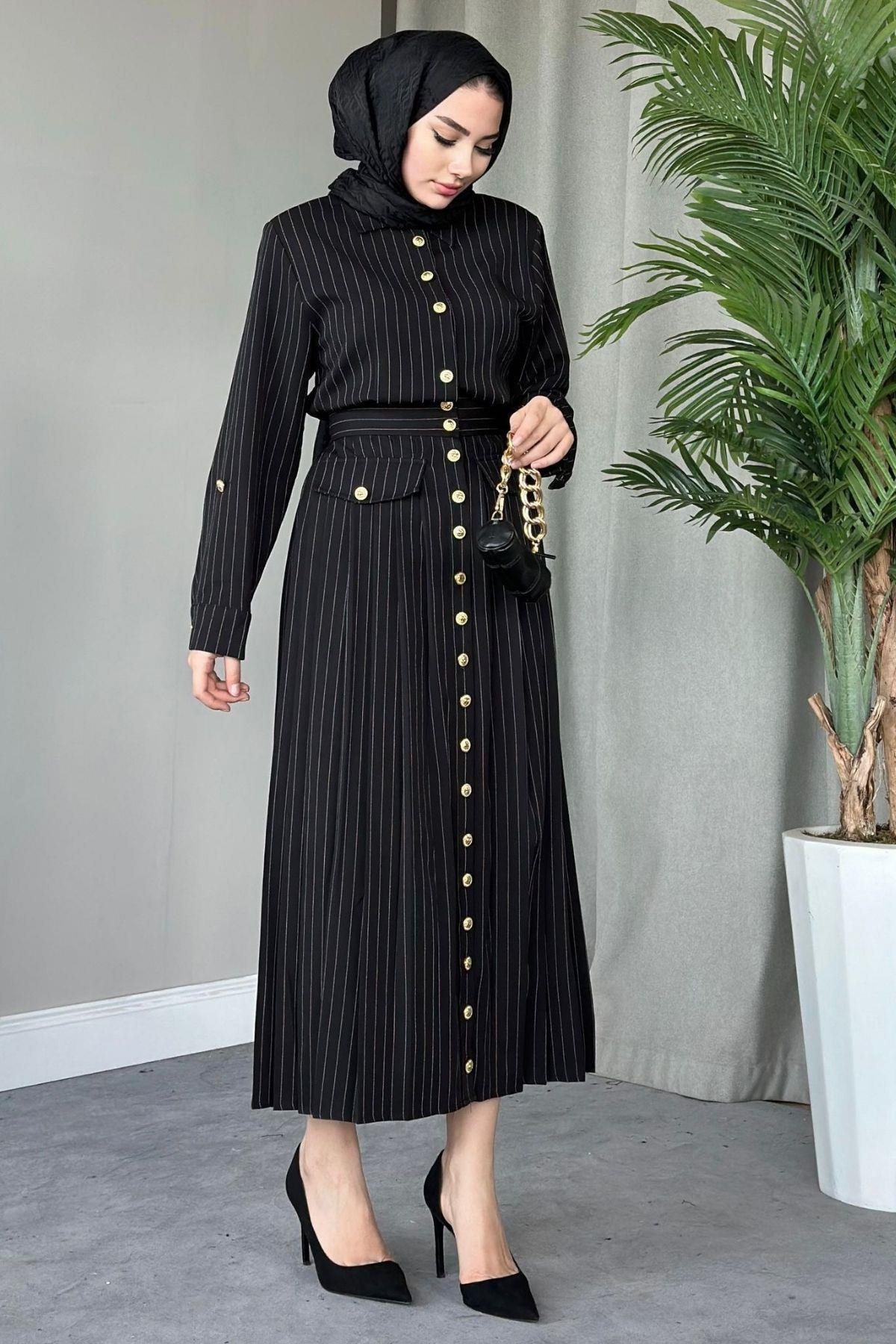 Çizgili Paris Elbise Siyah, Fiyatları 