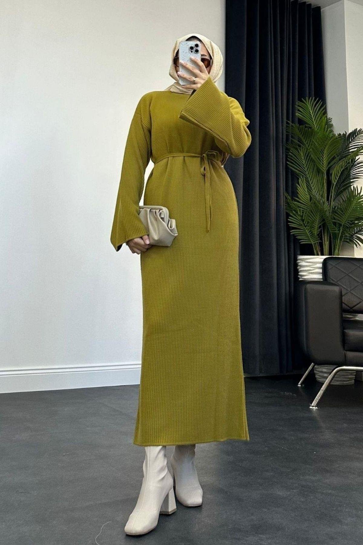 Clara Triko Elbise Yağyeşili, Fiyatları 