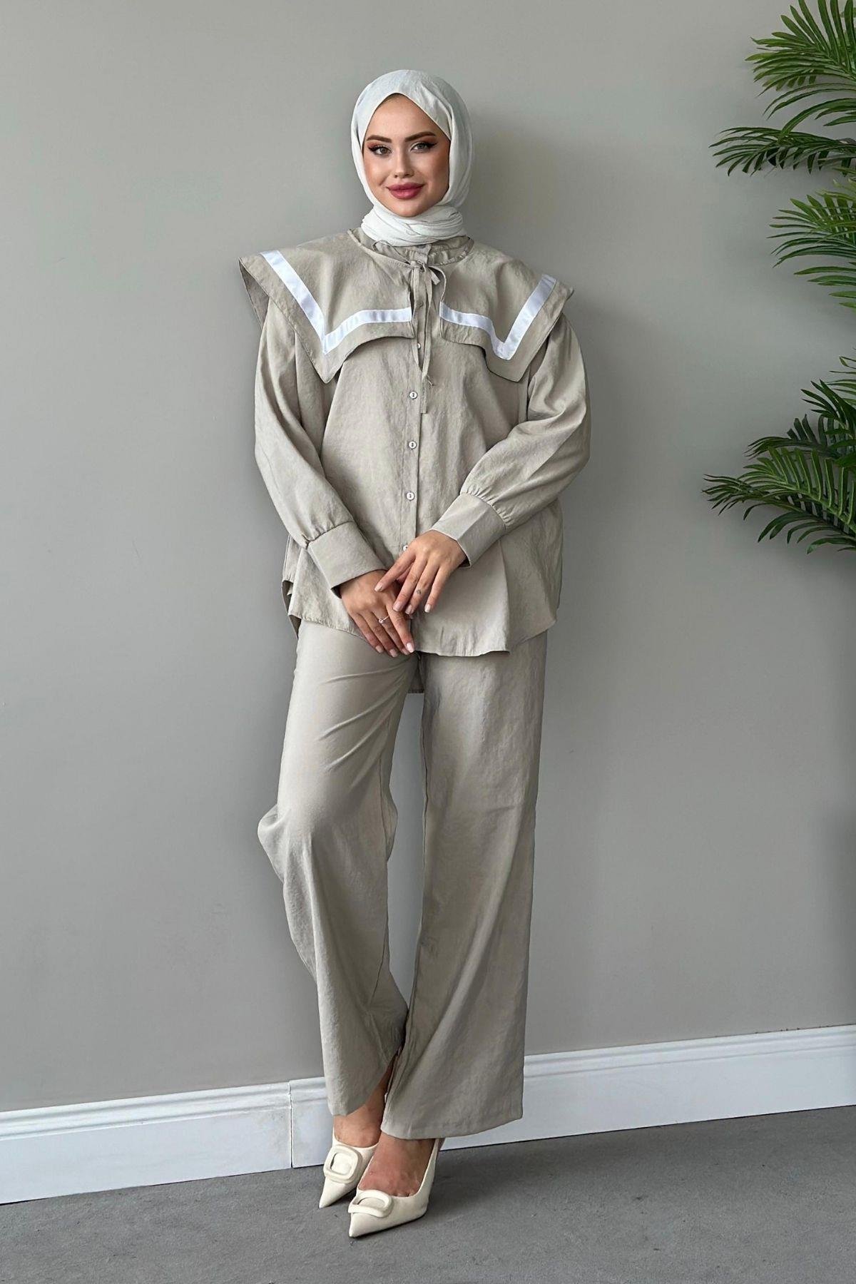 Class Şeritli Bebe Yaka Takım Bej, Fiyatları 