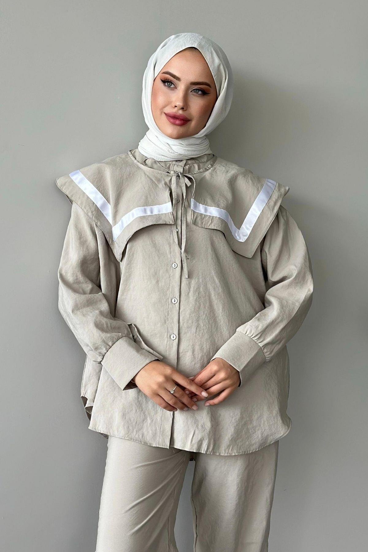 Class Şeritli Bebe Yaka Takım Bej, Fiyatları 