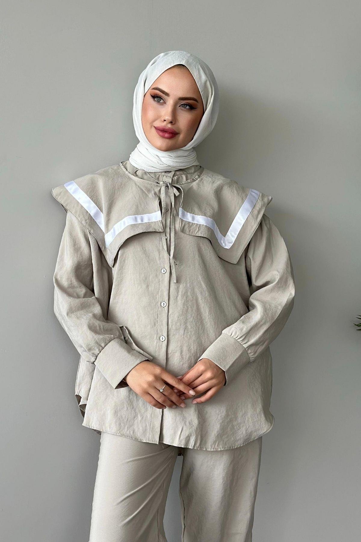 Class Şeritli Bebe Yaka Takım Bej, Fiyatları 