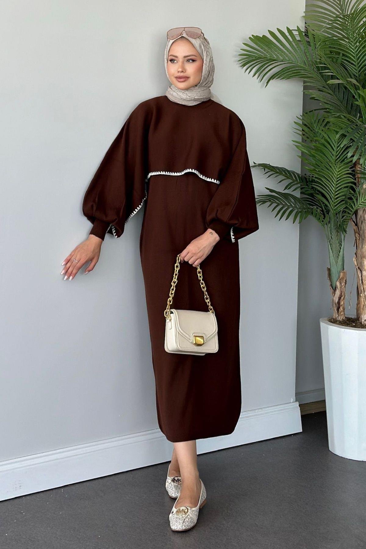 Crop Görünümlü Triko Elbise Acıkahve, Fiyatları 