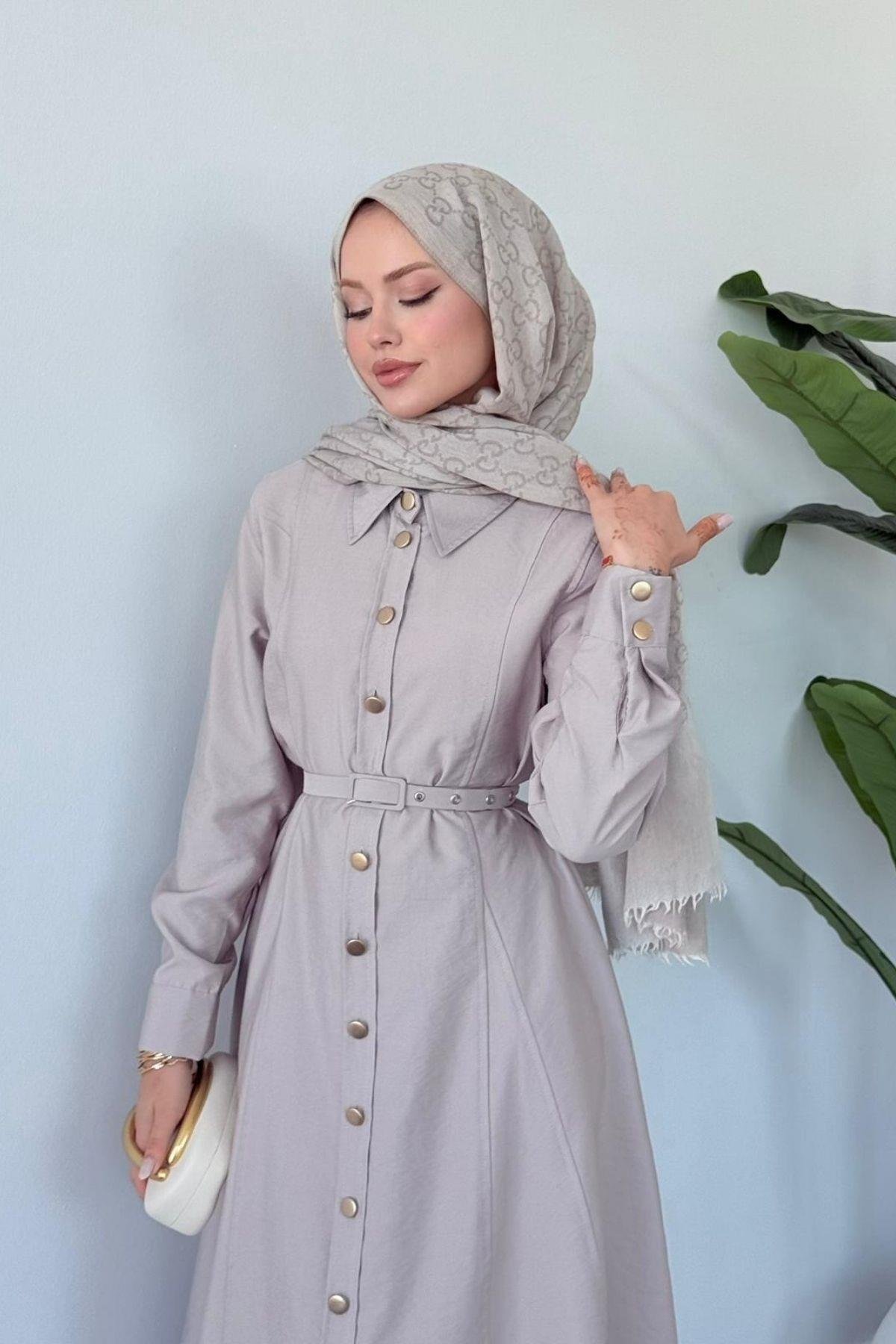 Dalyan Kemerli Elbise Bej, Fiyatları Dalyan Kemerli Elbise Bej- Haza Moda