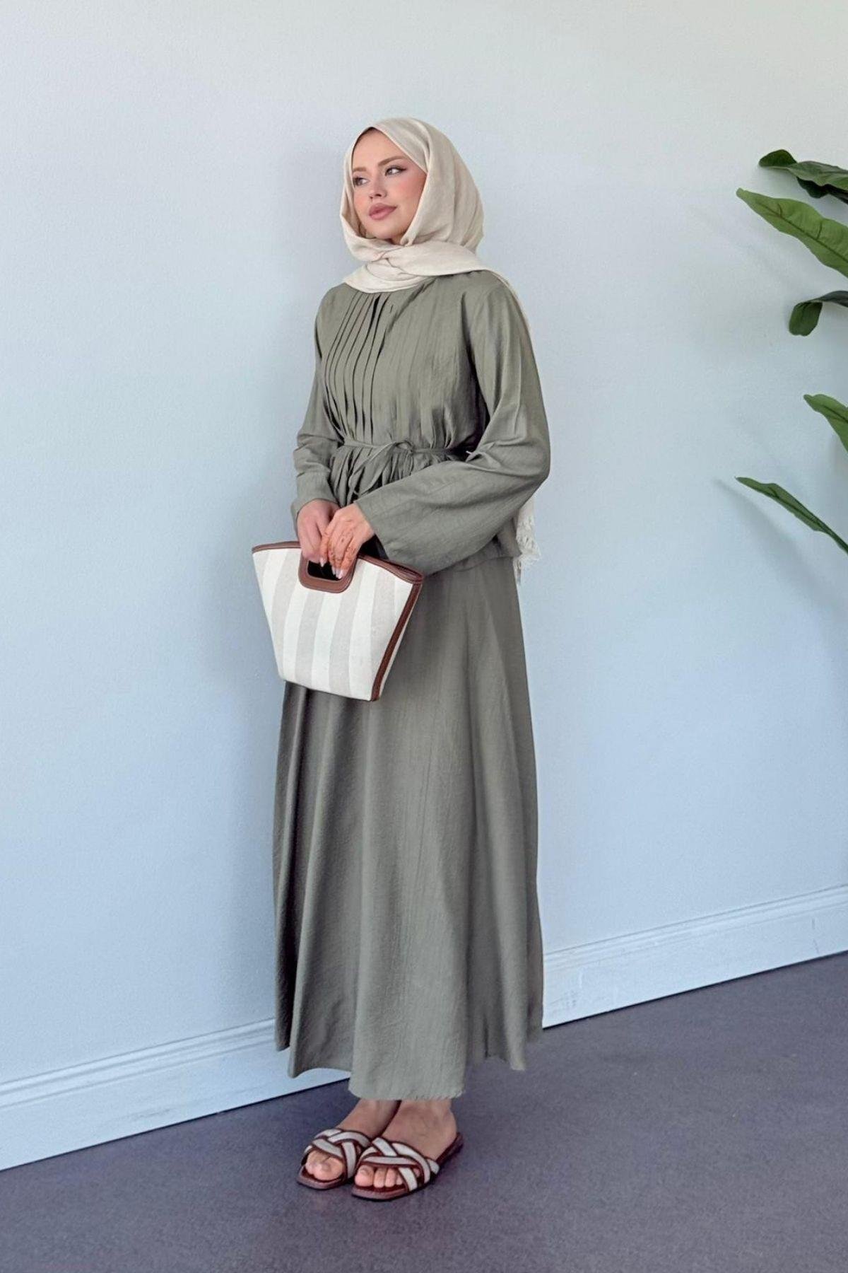 Defne Etekli Takım Haki, Fiyatları Defne Etekli Takım Haki- Haza Moda 