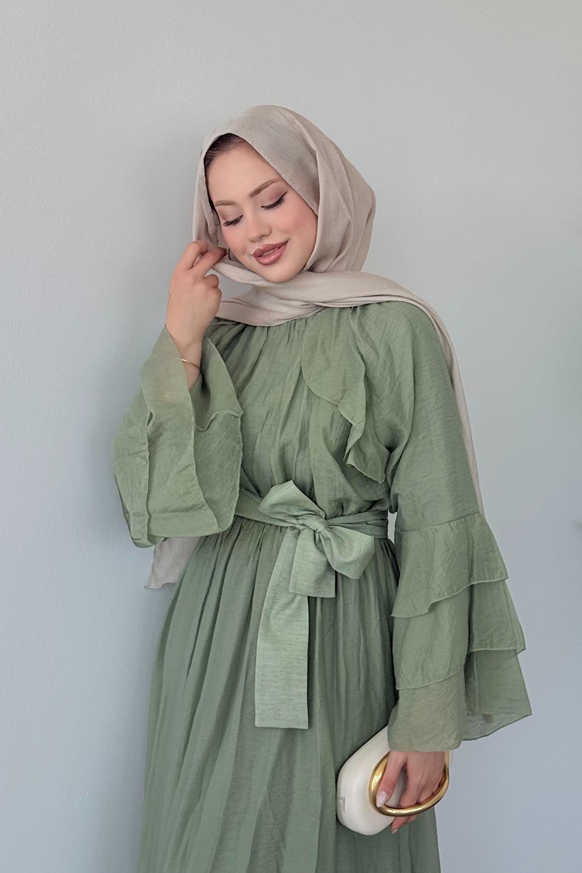 Delux Fırfırlı Pamuk Elbise Mint, Fiyatları 