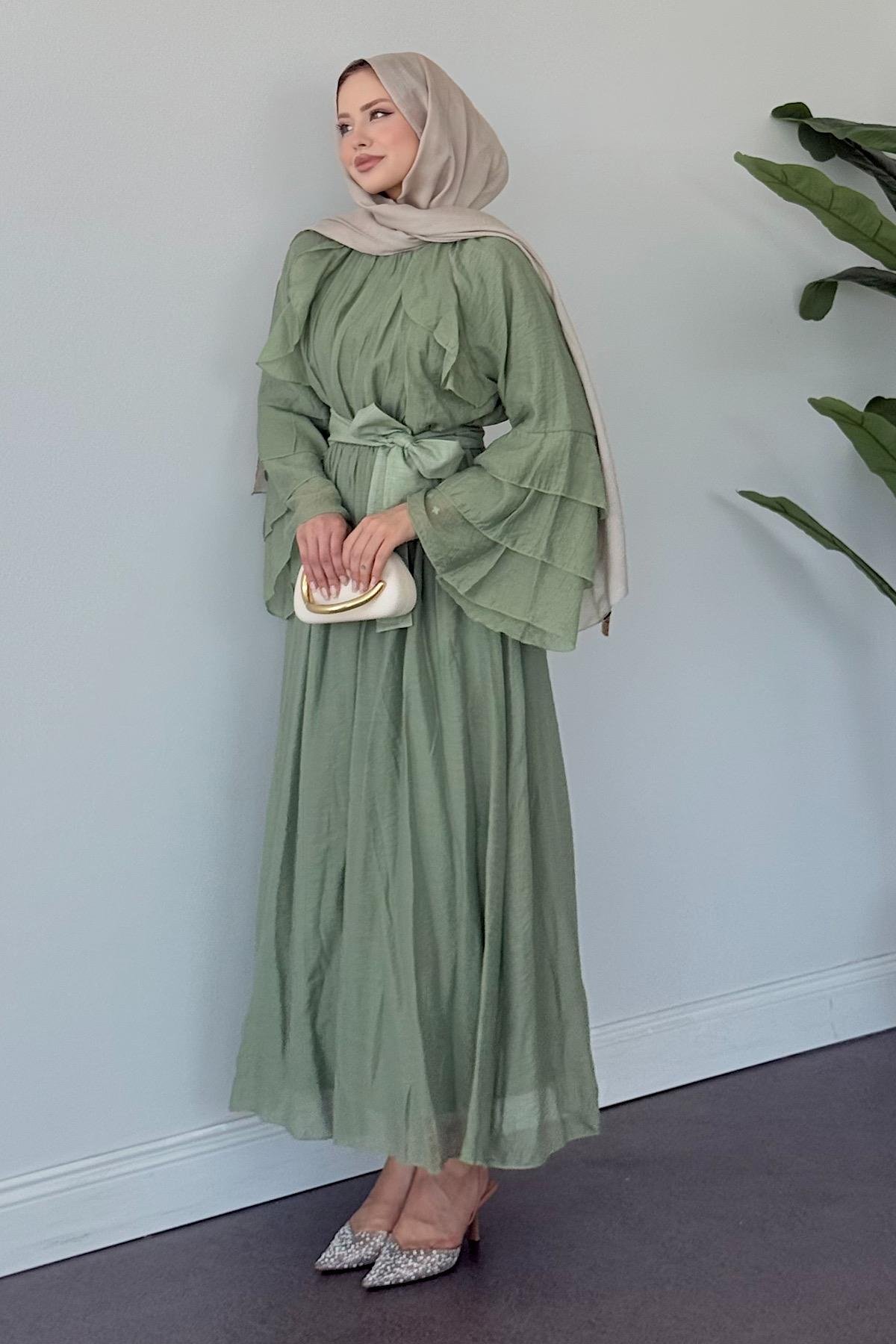 Delux Fırfırlı Pamuk Elbise Mint, Fiyatları 