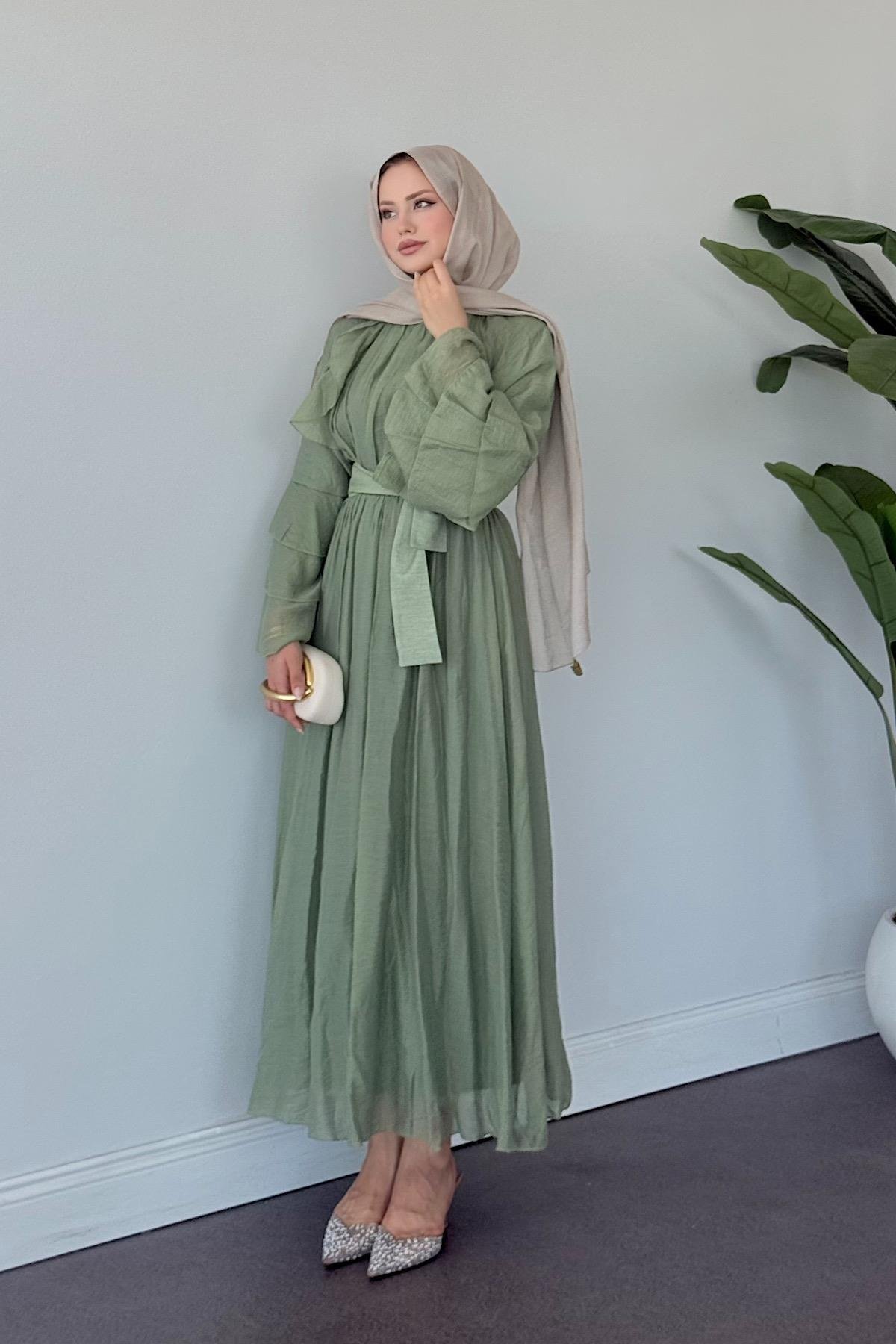 Delux Fırfırlı Pamuk Elbise Mint, Fiyatları 