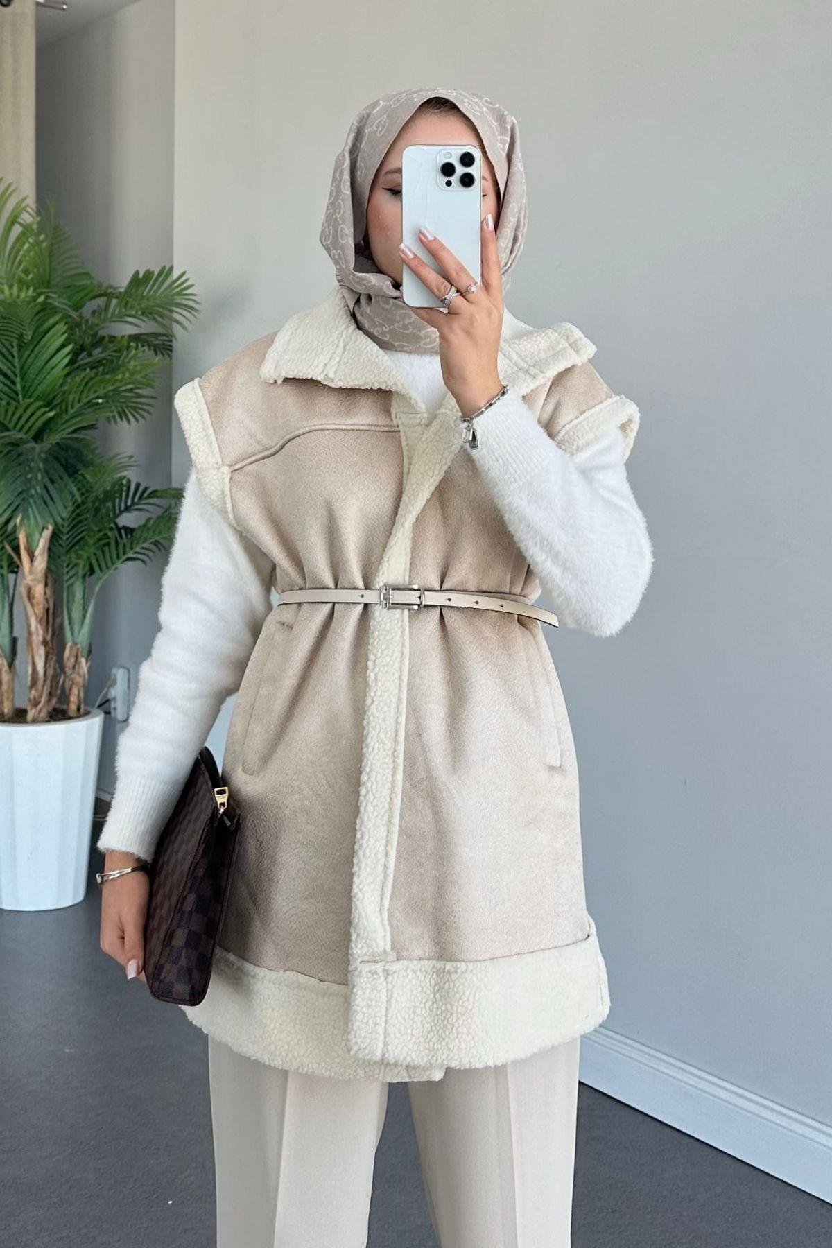 Deri Nubuk Yelek Bej, Fiyatları 