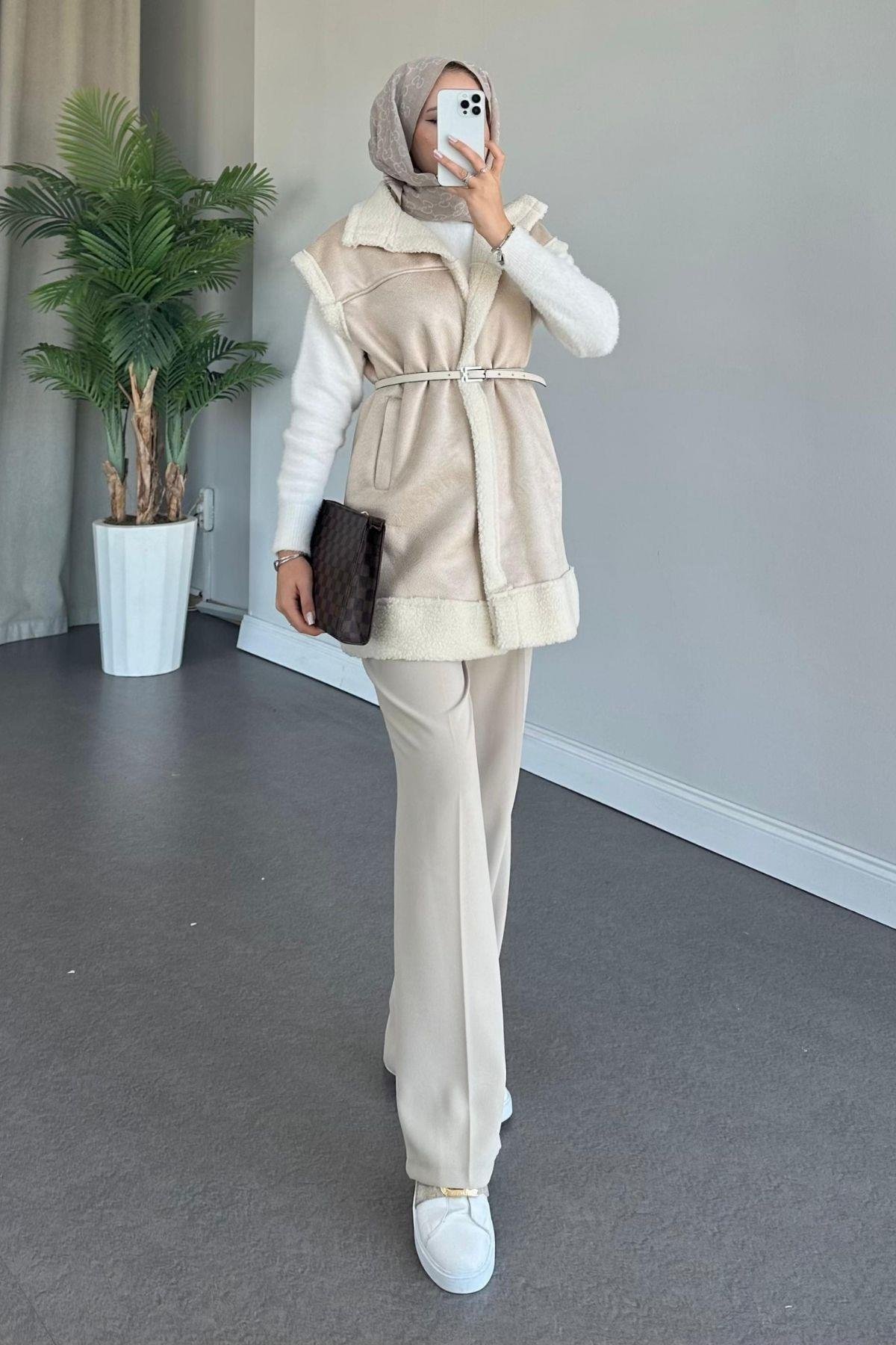 Deri Nubuk Yelek Bej, Fiyatları 