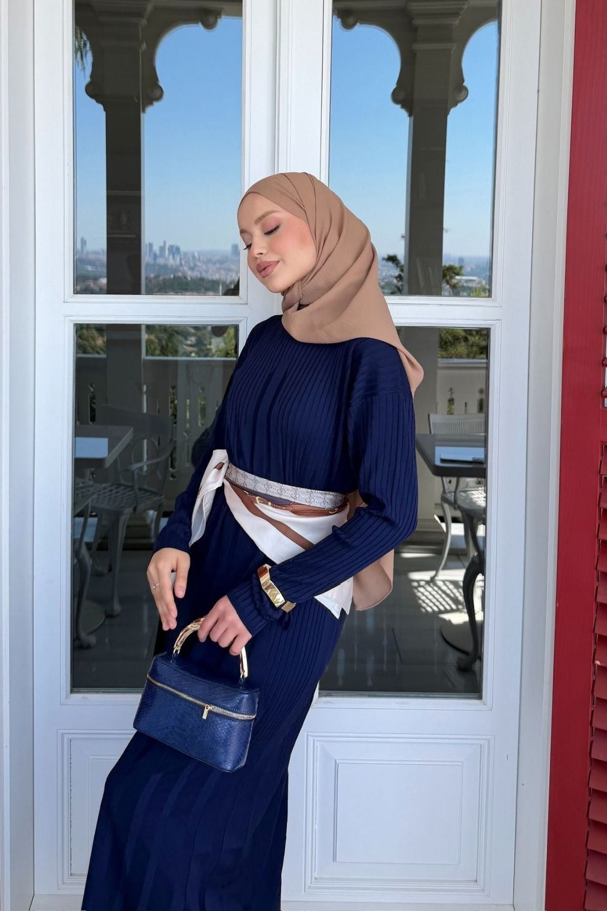 Derin Çizgili Merserize Elbise Lacivert, Fiyatları 