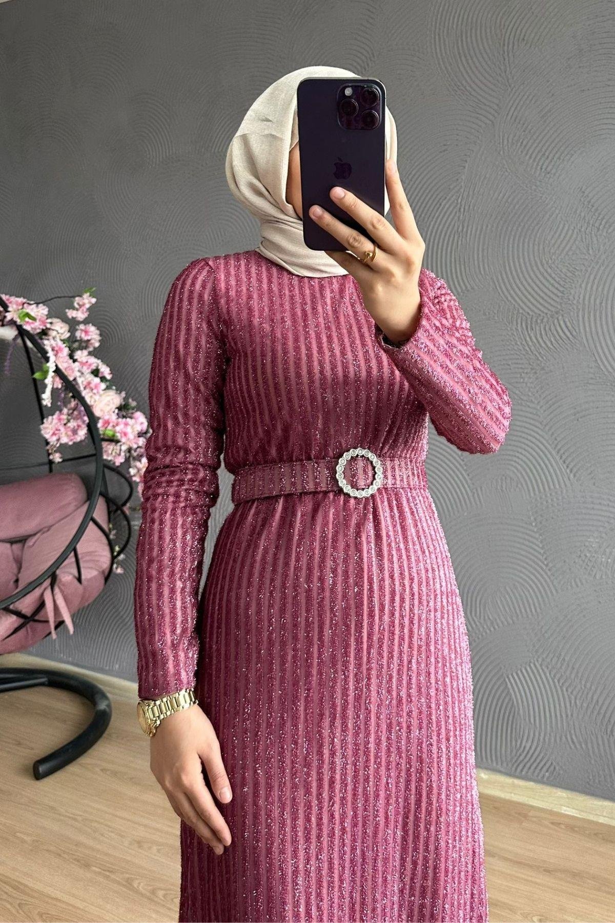 Derin Simli Abiye Pudra, Fiyatları Derin Simli Abiye Pudra – Haza Moda | Tesettür Giyim