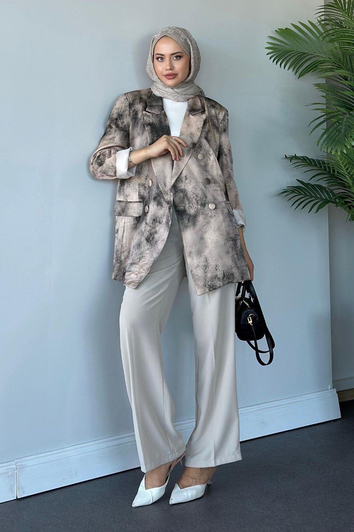 Desenli Blazer Ceket Bej, Fiyatları 