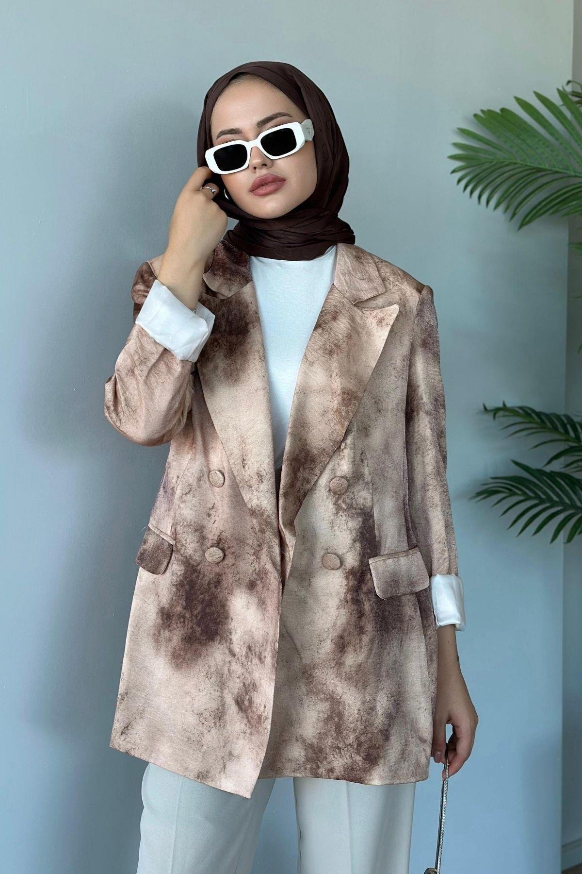 Desenli Blazer Ceket Kahve, Fiyatları 