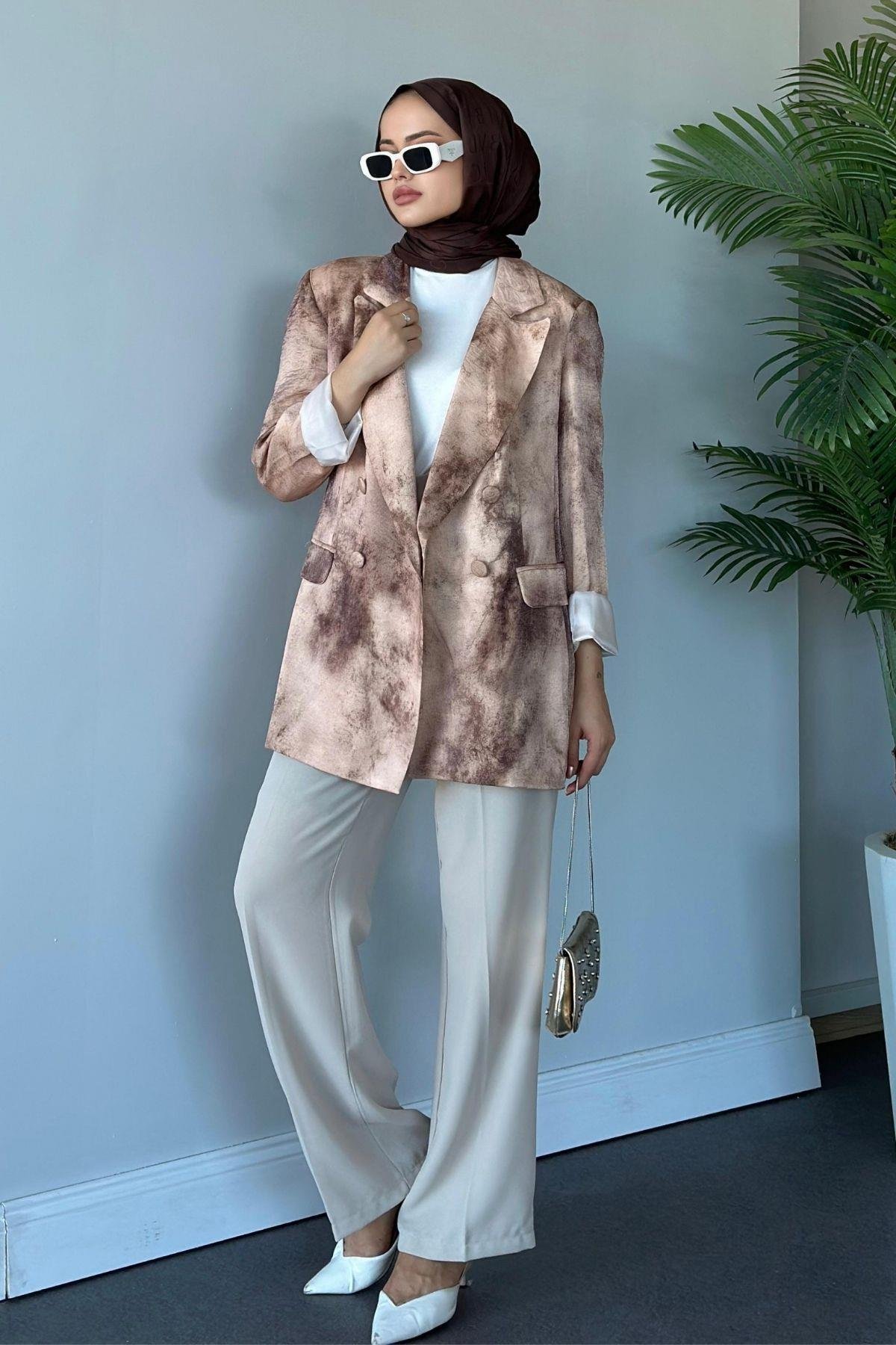 Desenli Blazer Ceket Kahve, Fiyatları 