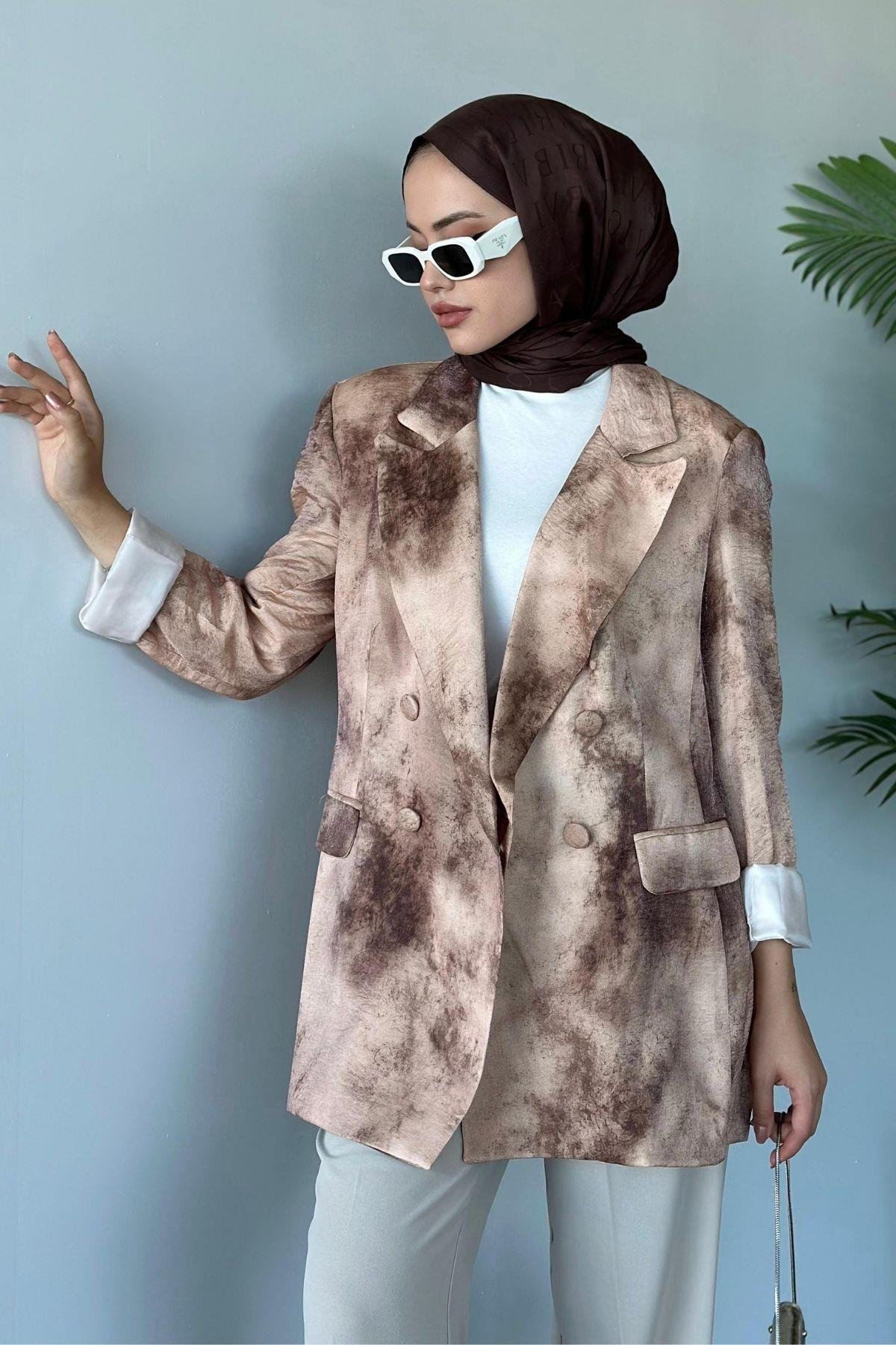 Desenli Blazer Ceket Kahve, Fiyatları 