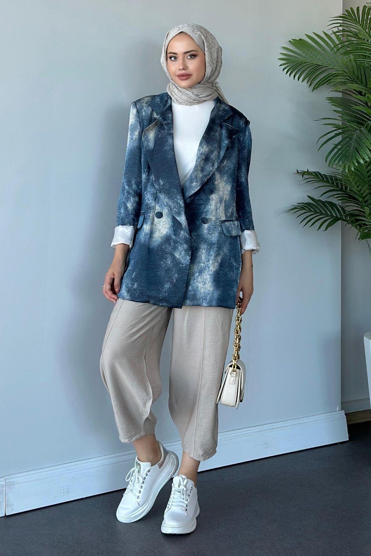 Desenli Blazer Ceket Lacivert, Fiyatları 