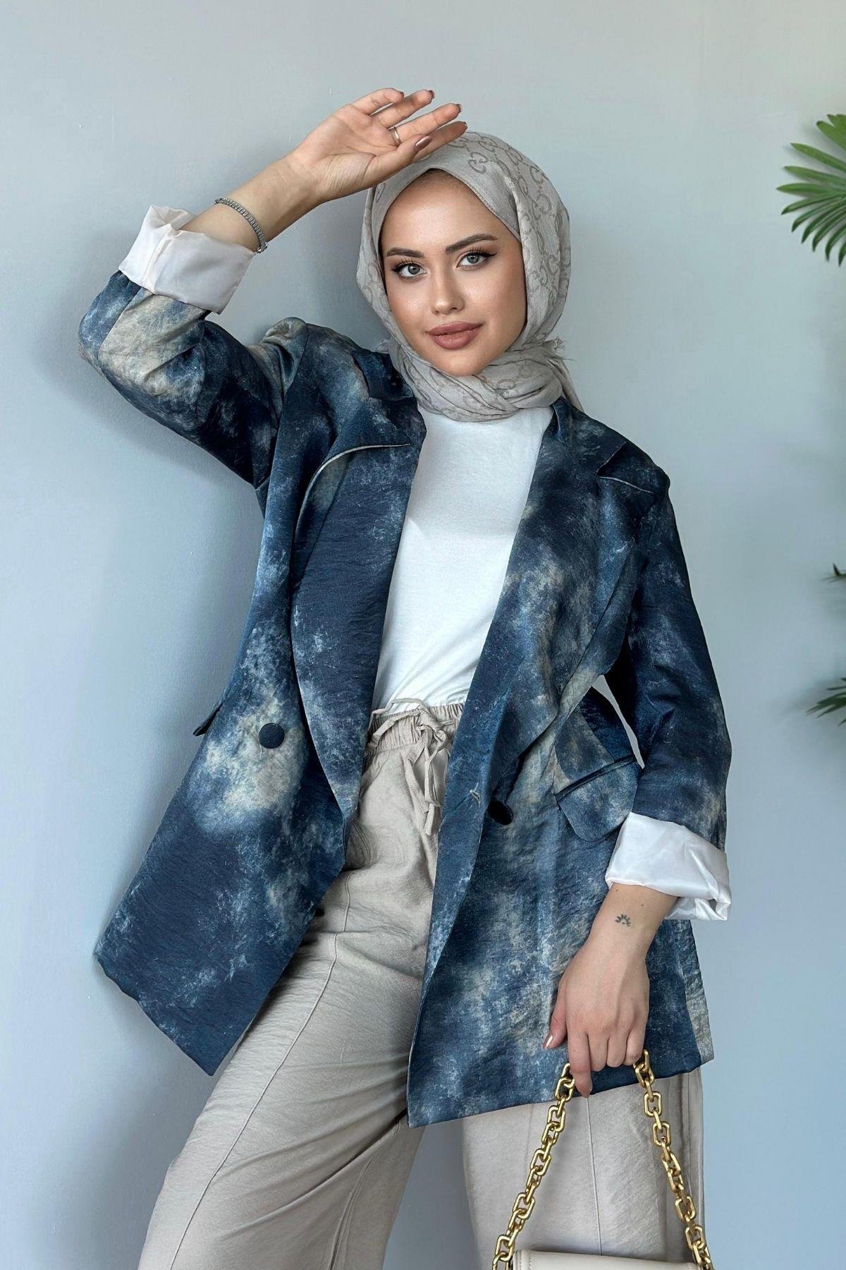 Desenli Blazer Ceket Lacivert, Fiyatları 