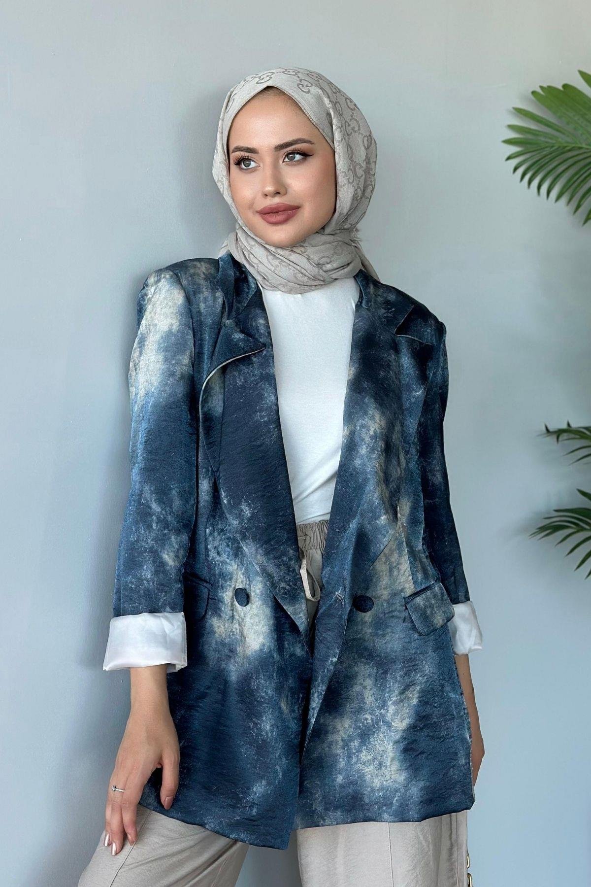 Desenli Blazer Ceket Lacivert, Fiyatları 