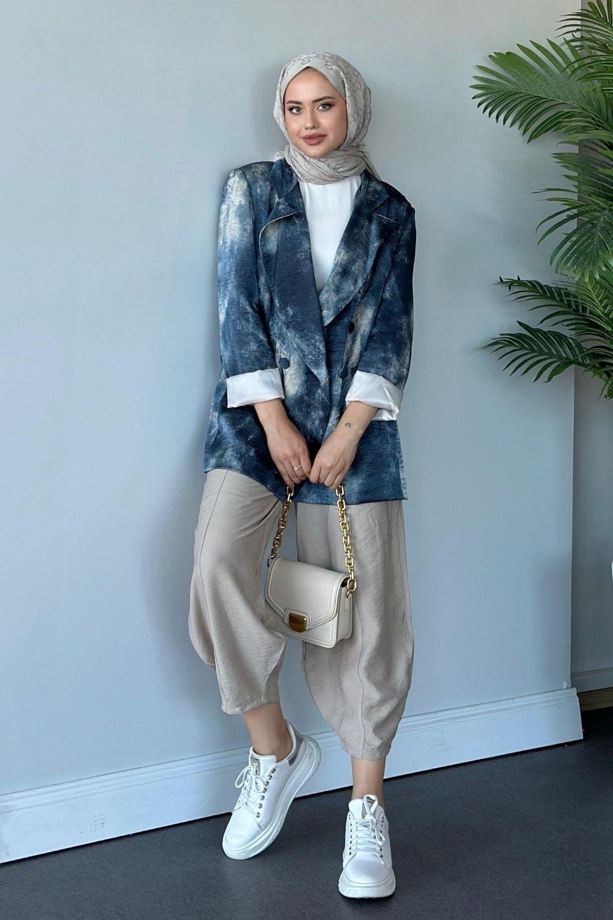 Desenli Blazer Ceket Lacivert, Fiyatları 