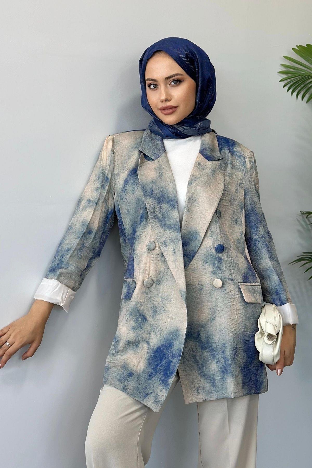 Desenli Blazer Ceket Mavi, Fiyatları 