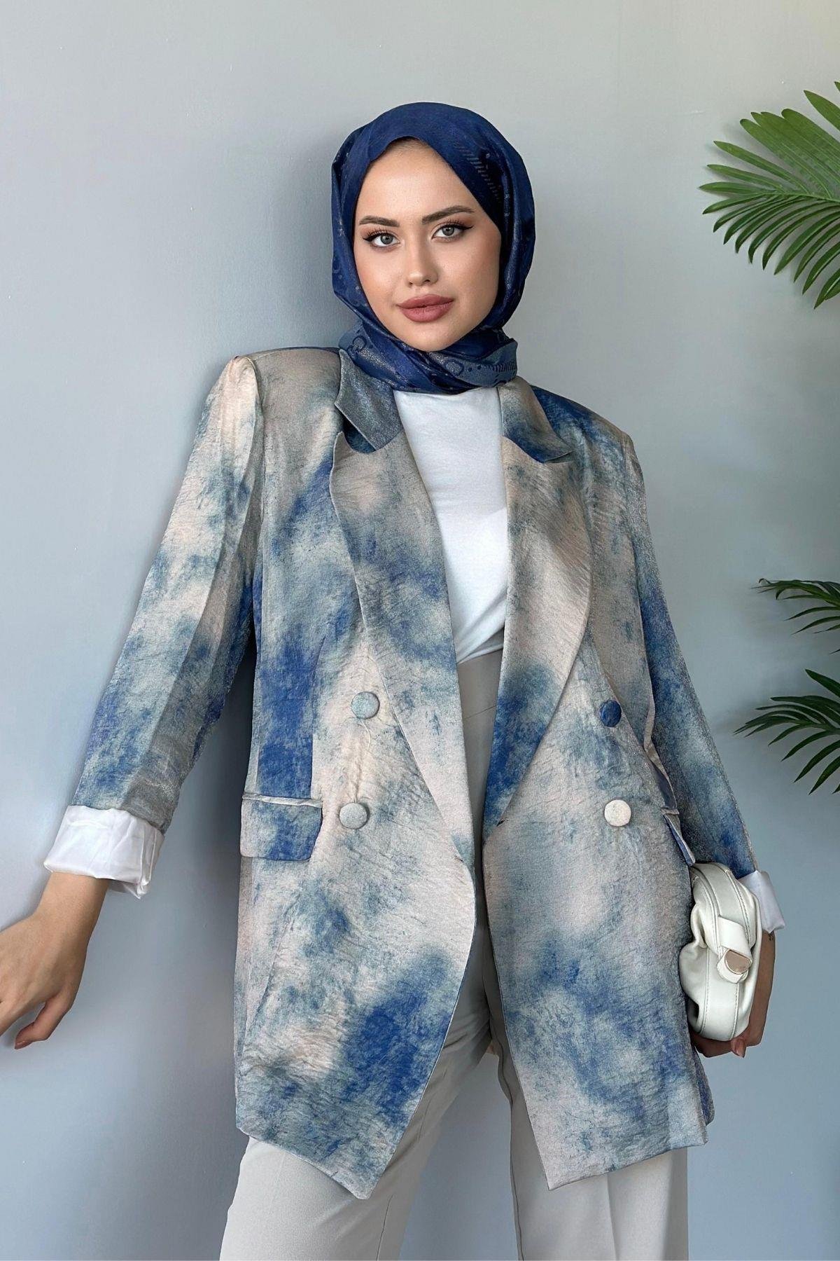 Desenli Blazer Ceket Mavi, Fiyatları 