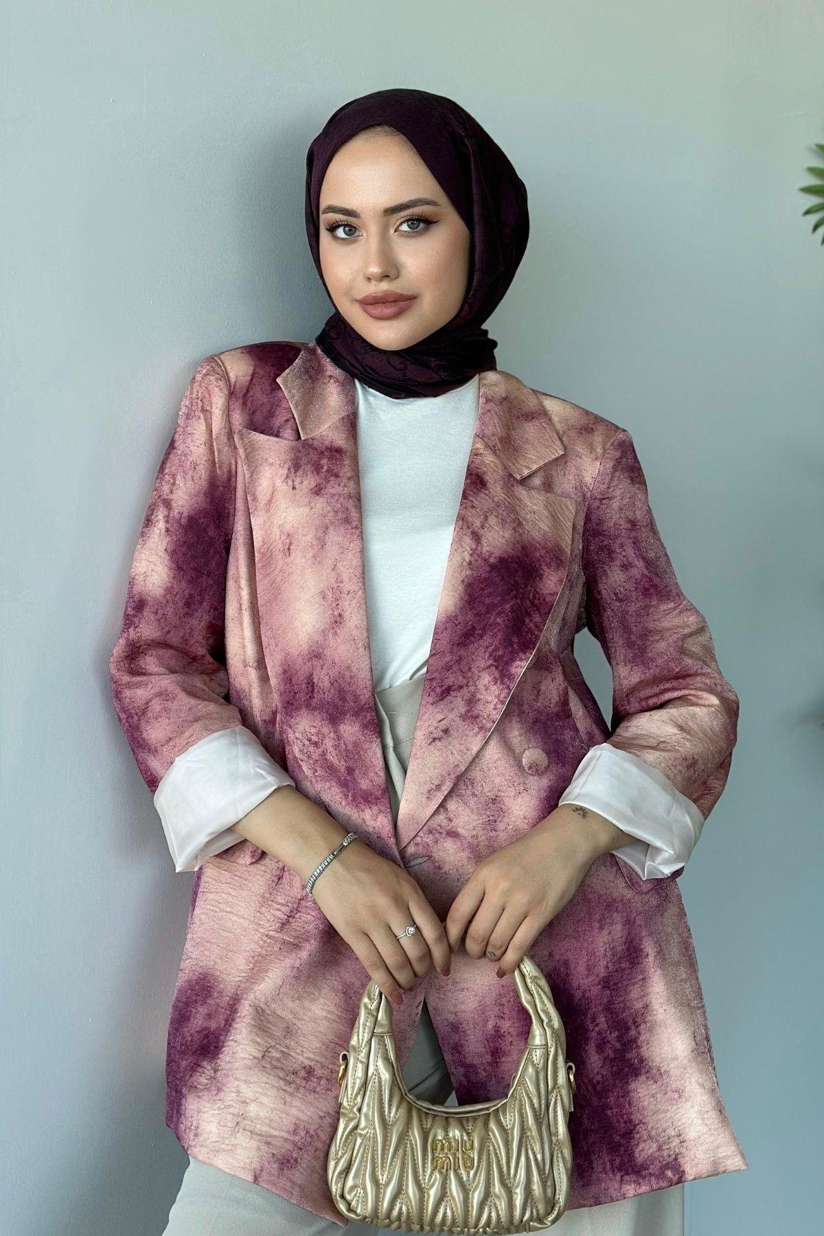 Desenli Blazer Ceket Pembe, Fiyatları 