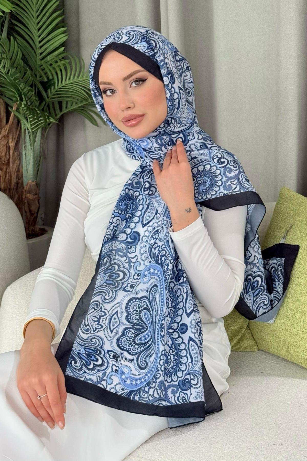 Dijital Soft Desen Şal Lacivert, Fiyatları 