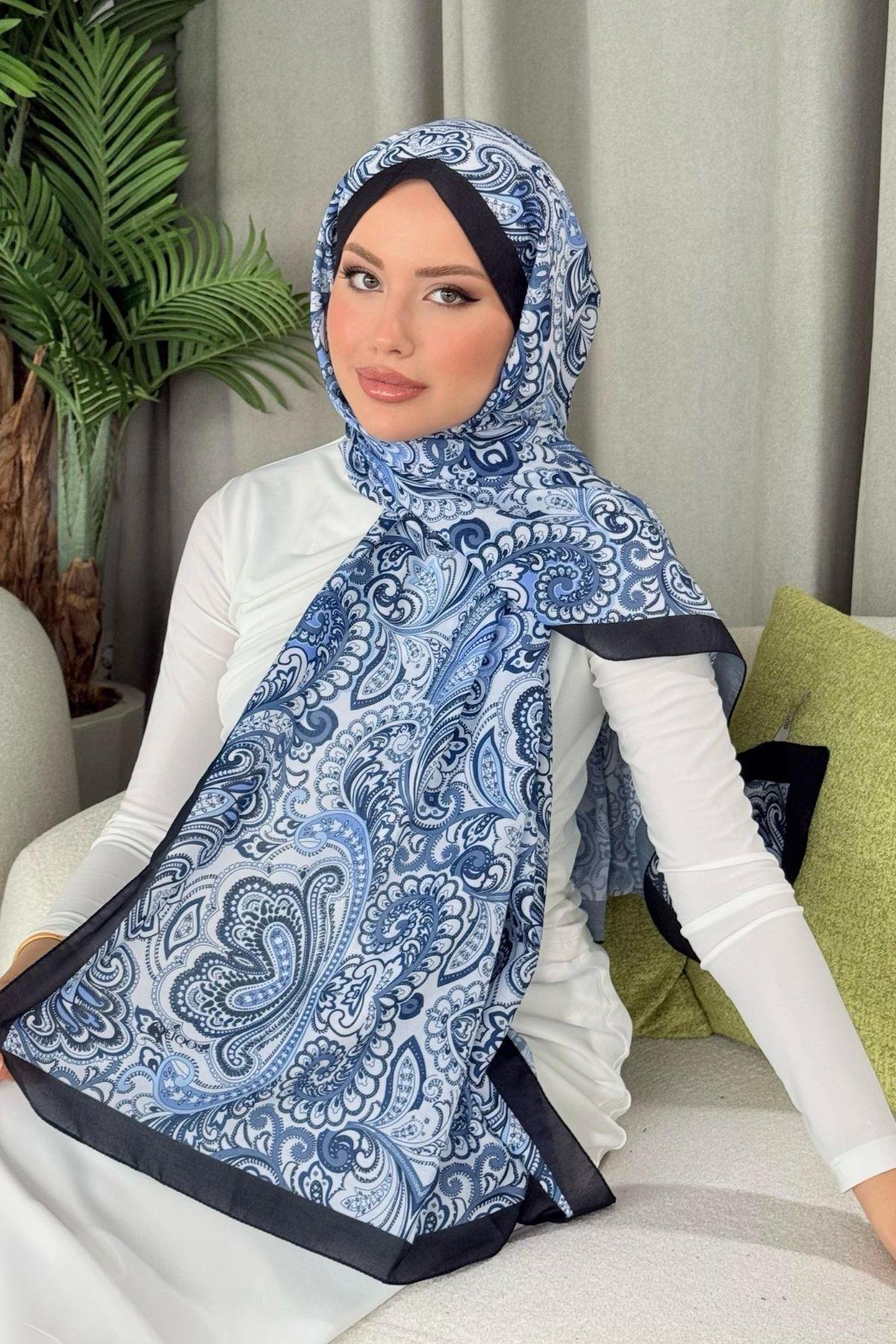 Dijital Soft Desen Şal Lacivert, Fiyatları 