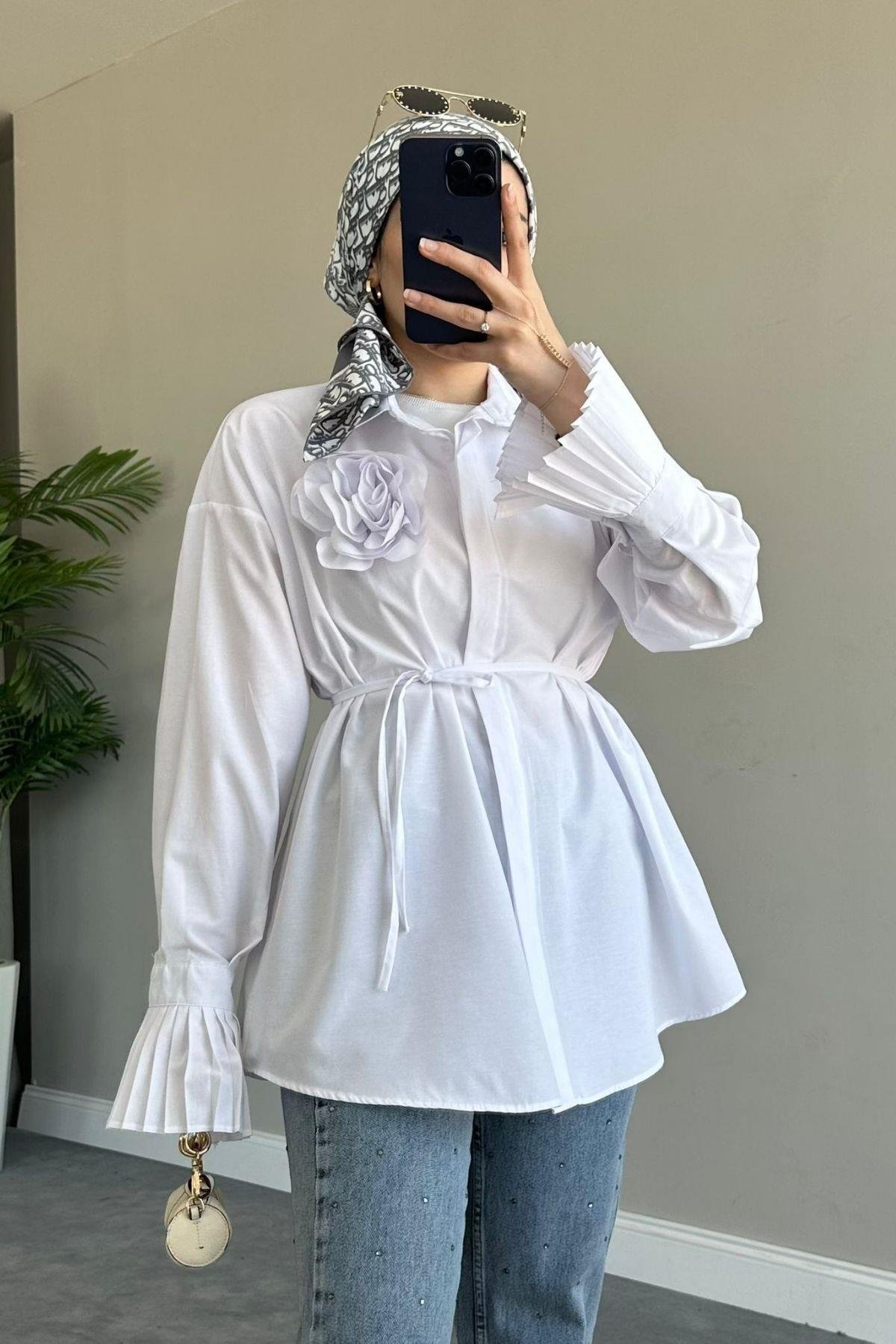 Dilan Güllü Gömlek Beyaz, Fiyatları 