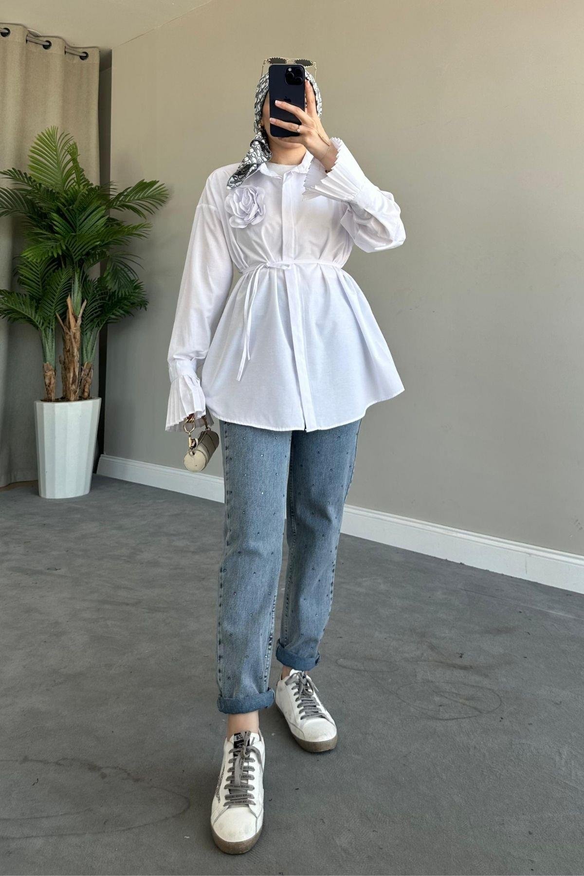 Dilan Güllü Gömlek Beyaz, Fiyatları 