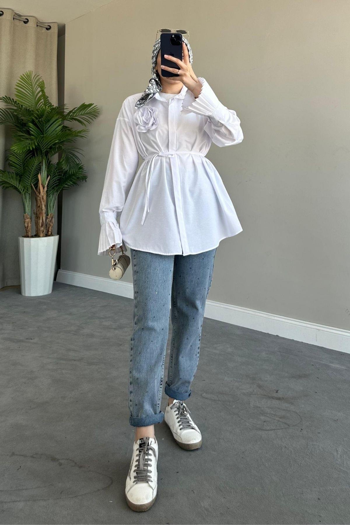 Dilan Güllü Gömlek Beyaz, Fiyatları 