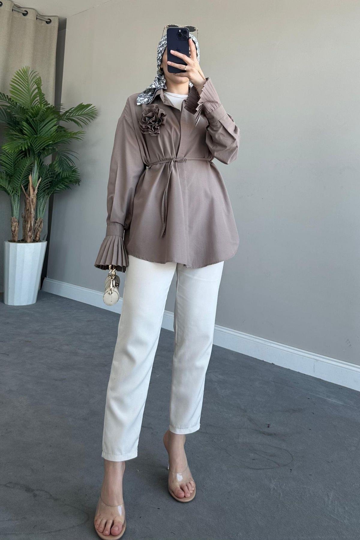 Dilan Güllü Gömlek Vizon, Fiyatları 