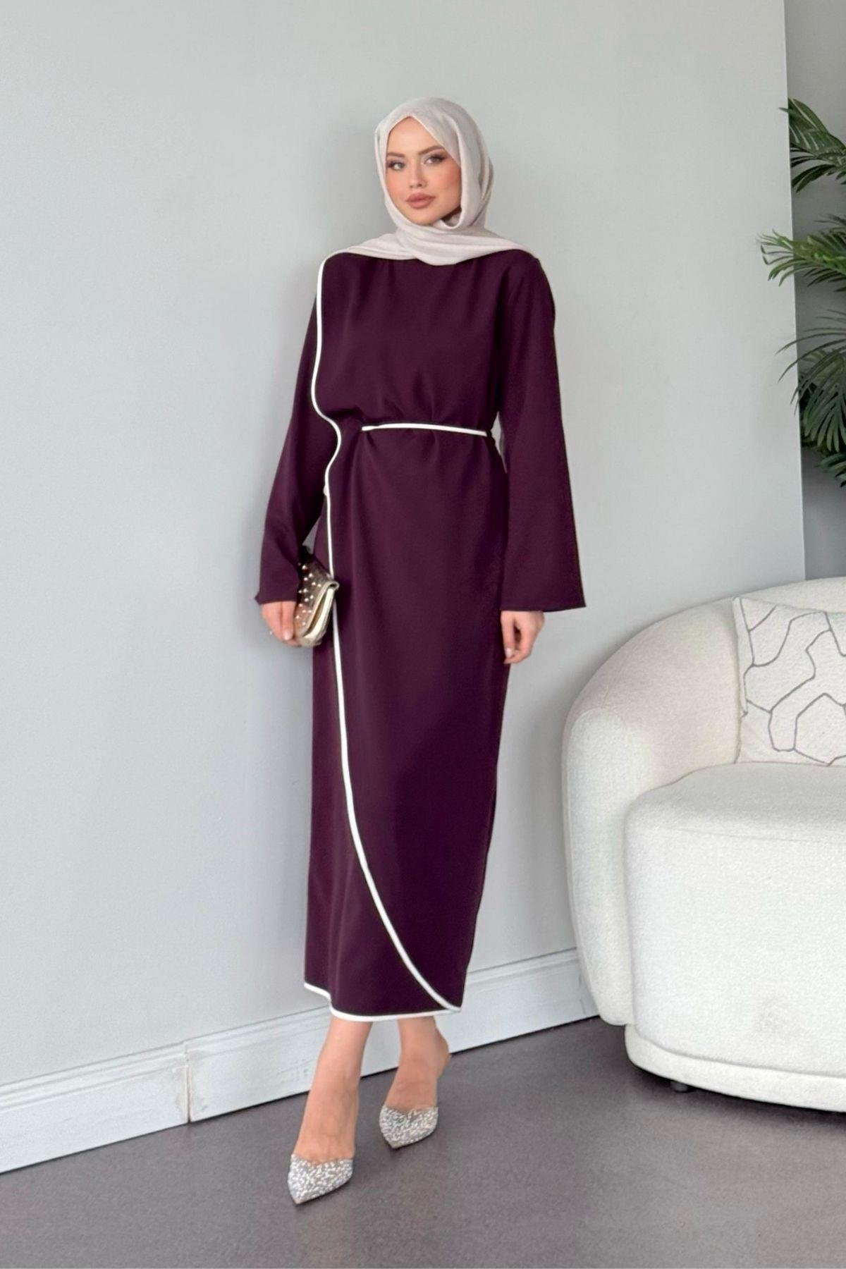 Dilruba Elbise Mürdüm, Fiyatları Dilruba Elbise Mürdüm - Haza Moda 