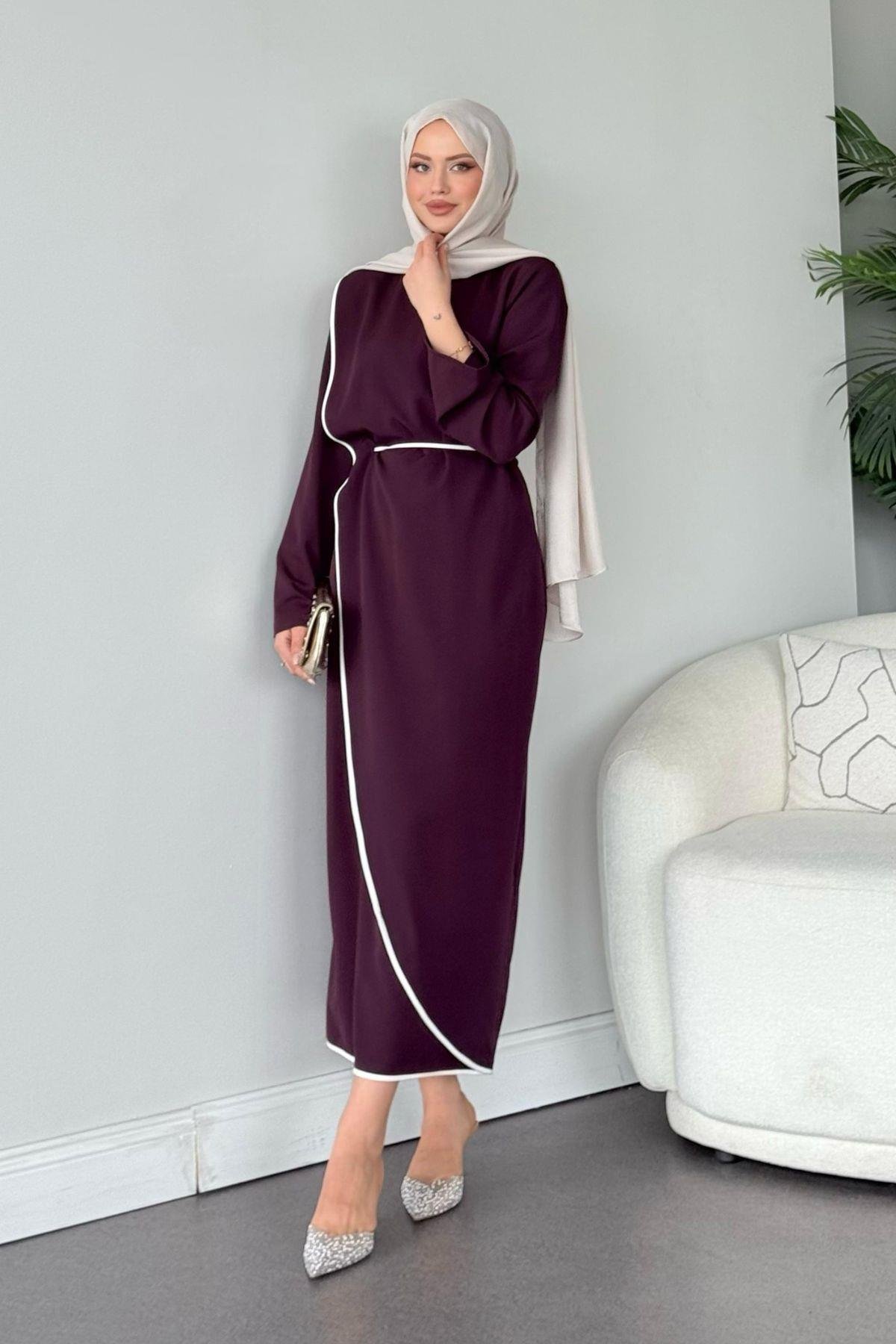 Dilruba Elbise Mürdüm, Fiyatları Dilruba Elbise Mürdüm - Haza Moda 