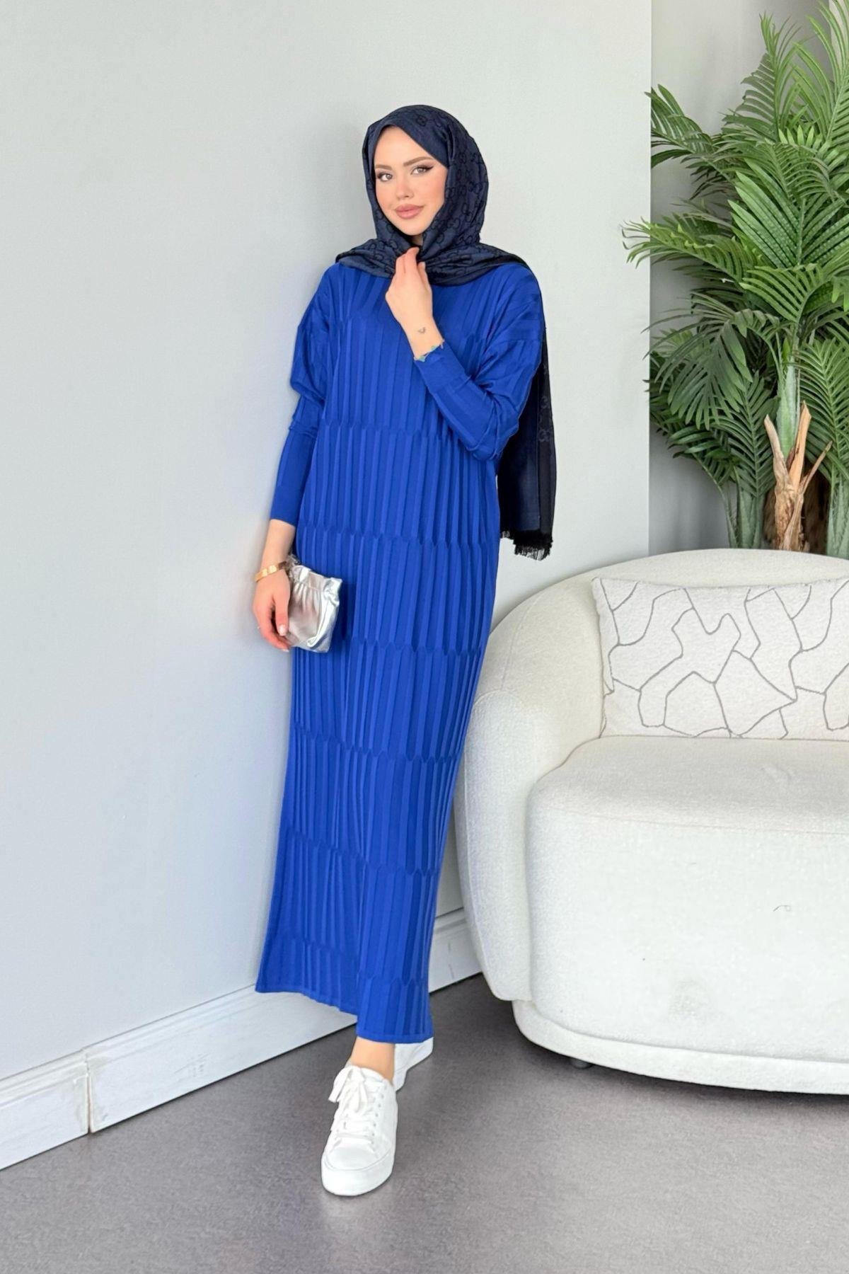 Dolgu Merserize Elbise Saks, Fiyatları Dolgu Merserize Elbise Saks - Haza Moda 