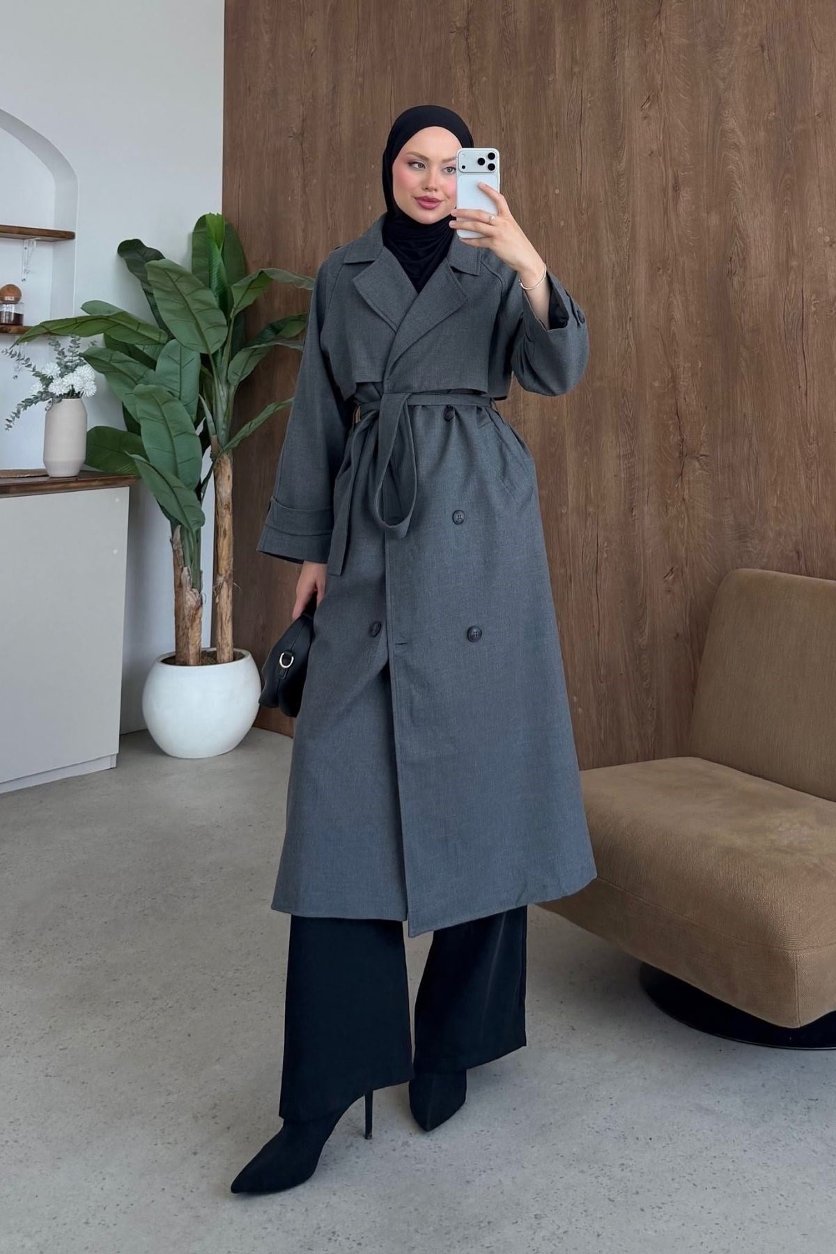 Dubai Trençkot Antrasit, Fiyatları Dubai Trençkot Antrasit| Haza Moda