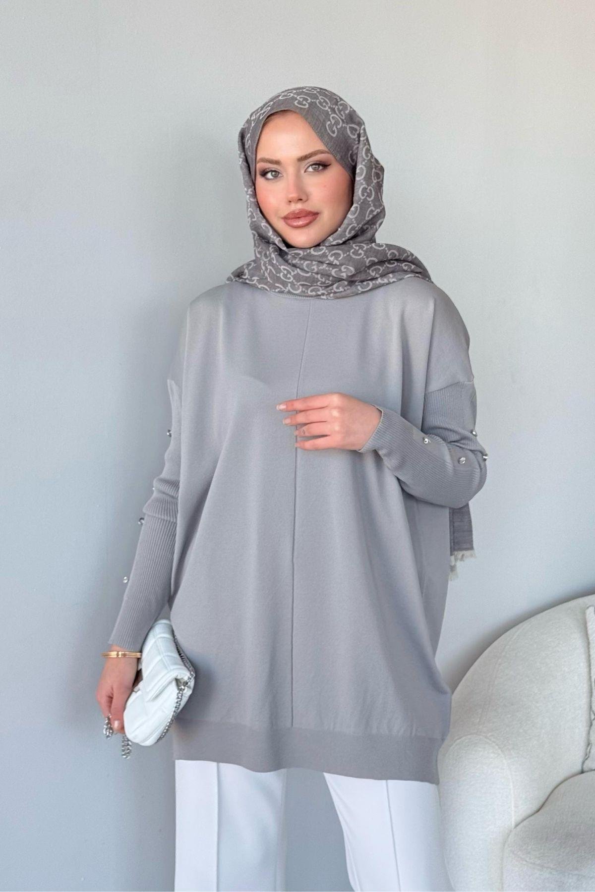 Düğmeli Merserize Tunik Gri, Fiyatları 