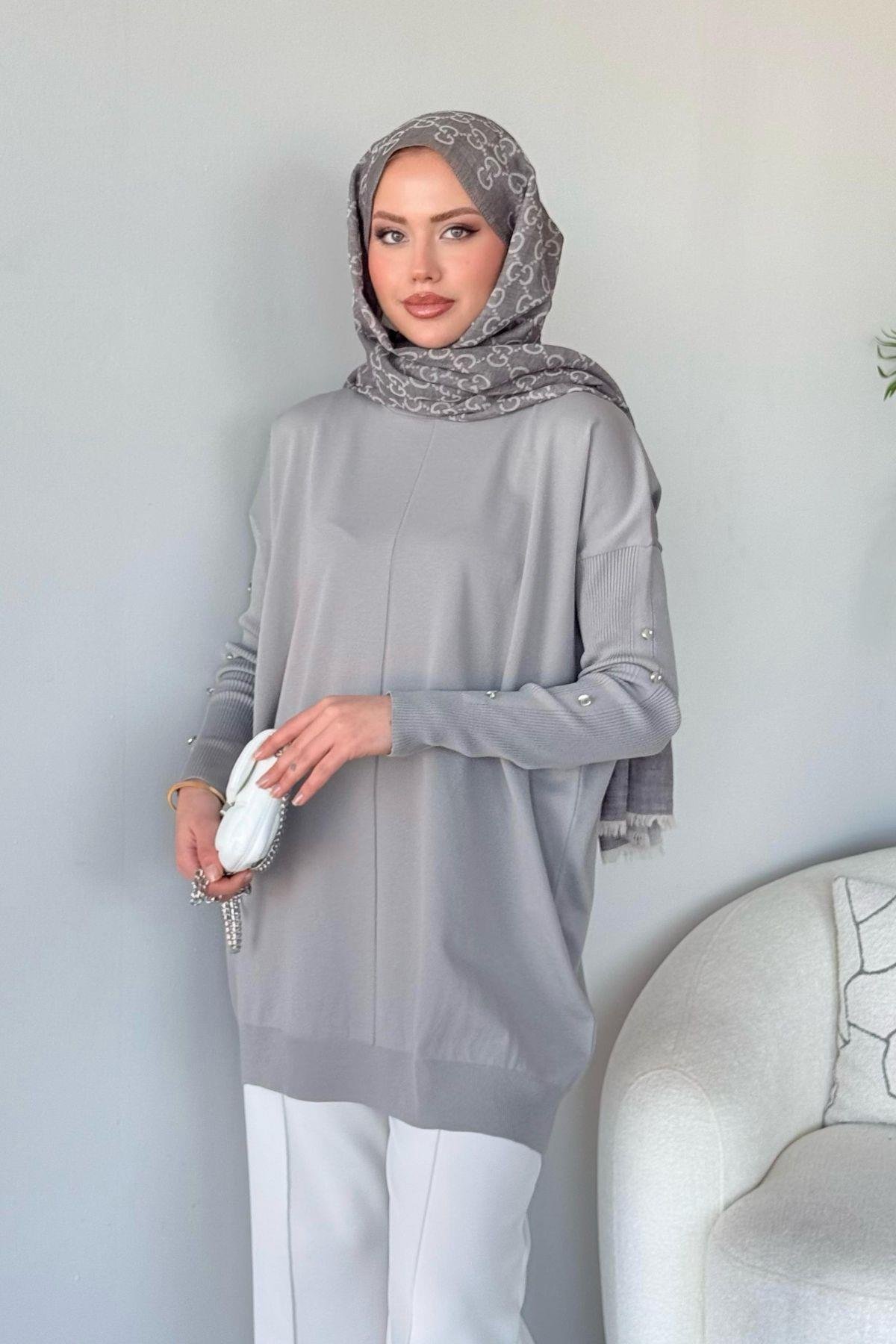 Düğmeli Merserize Tunik Gri, Fiyatları 