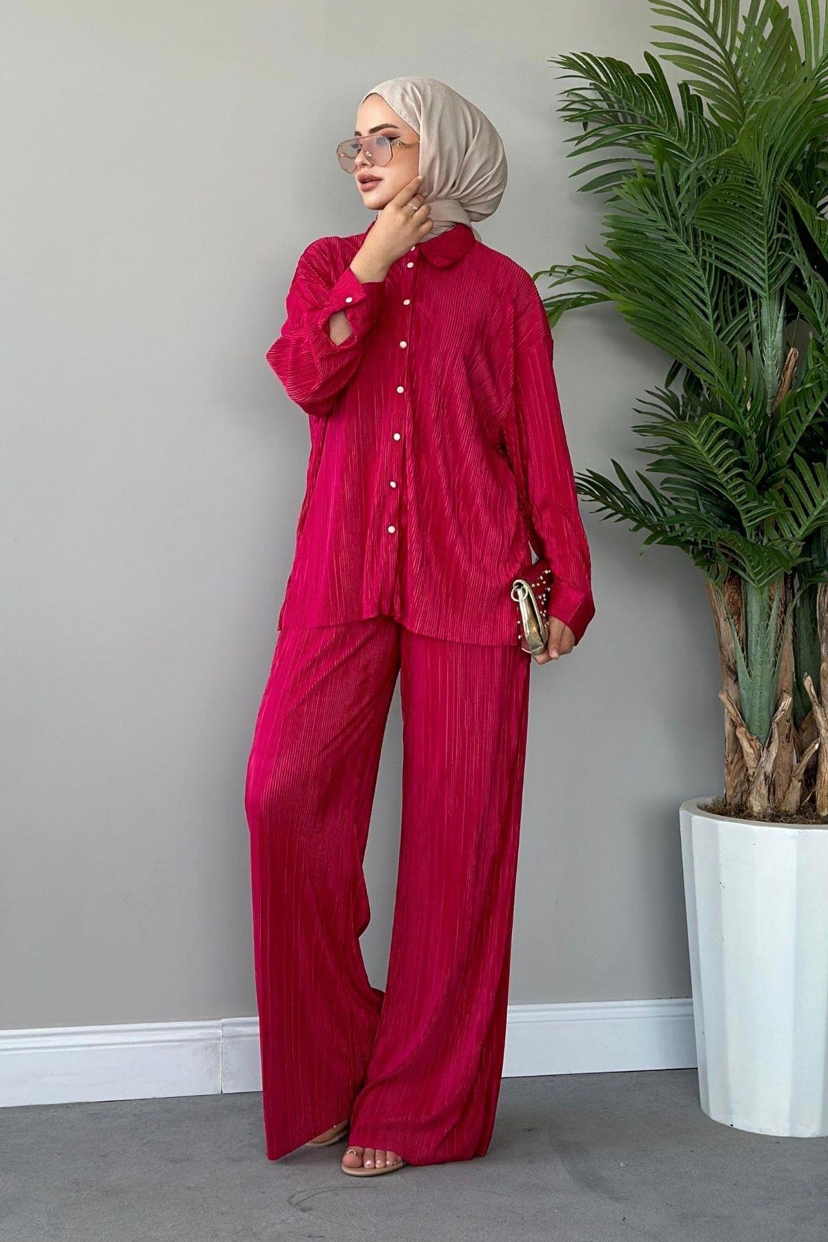 Düğmeli Piliseli Takım Fuşya, Fiyatları 