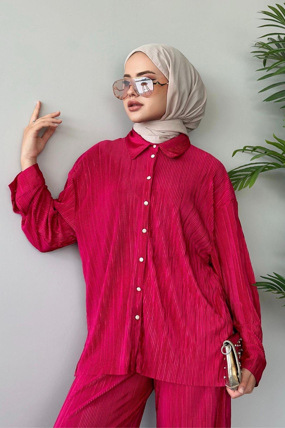 Düğmeli Piliseli Takım Fuşya, Fiyatları 