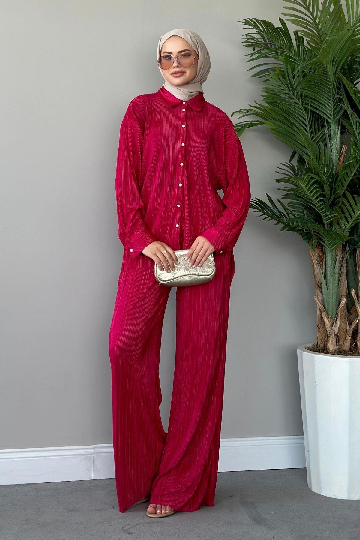 Düğmeli Piliseli Takım Fuşya, Fiyatları 