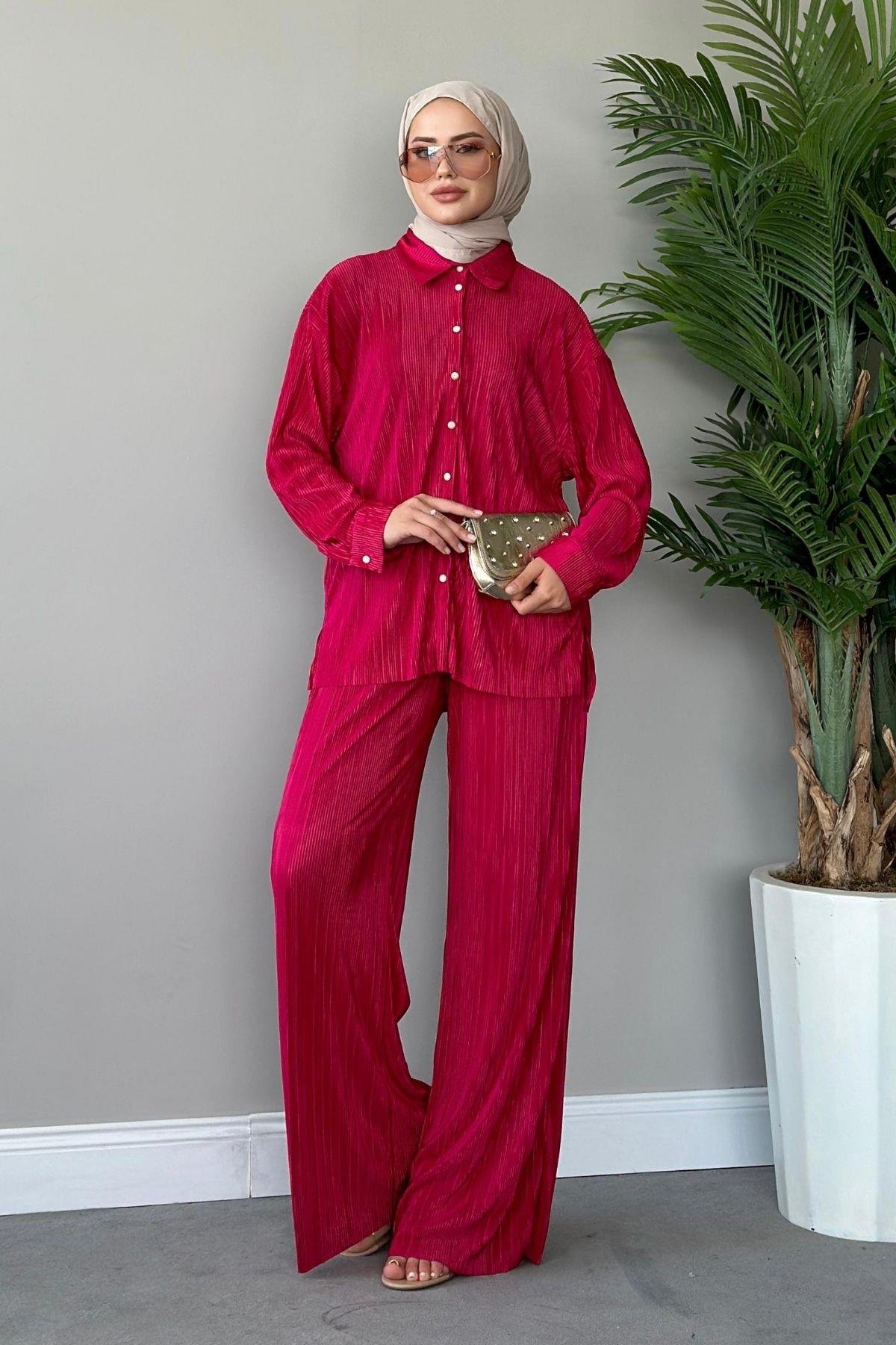 Düğmeli Piliseli Takım Fuşya, Fiyatları 